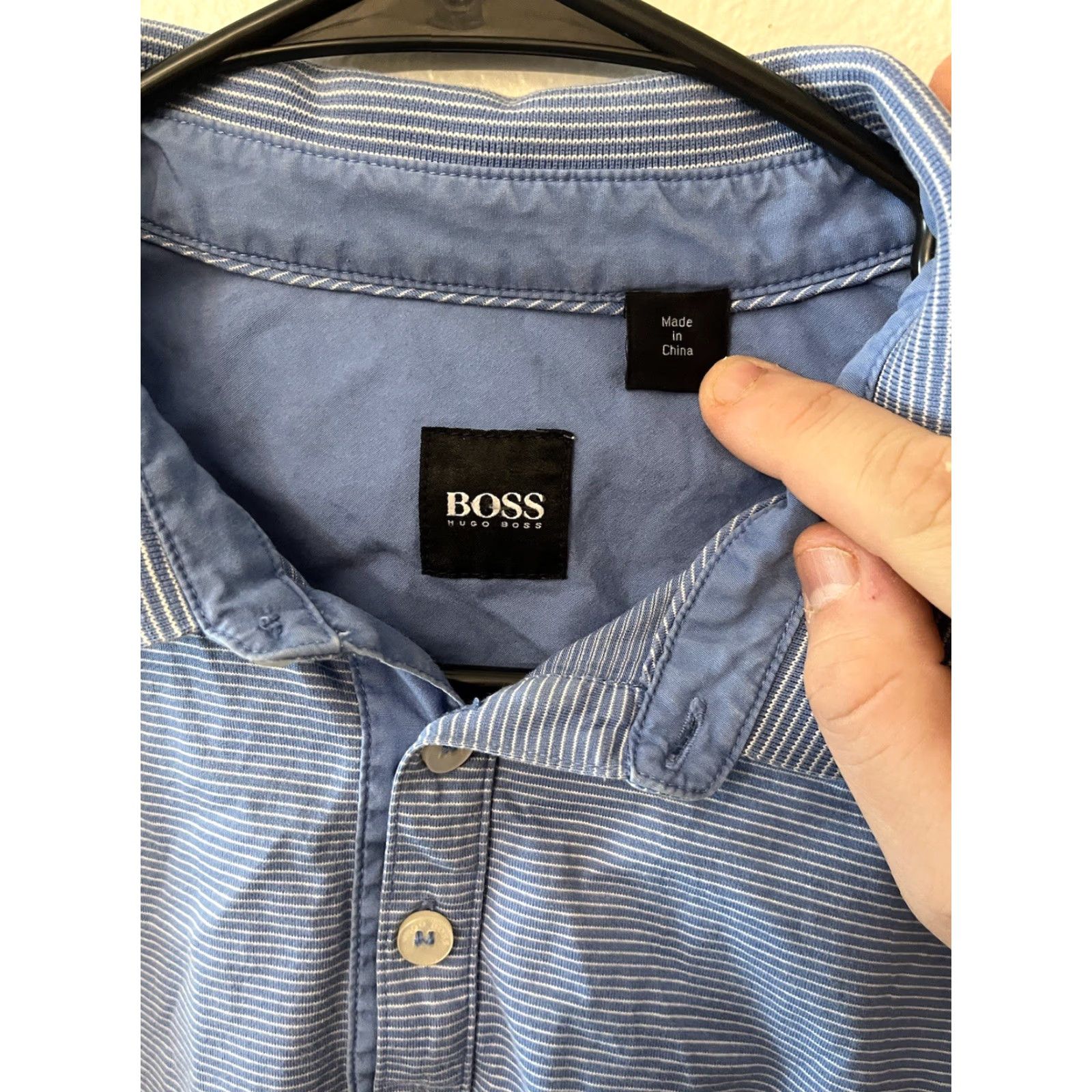 Hugo Boss VINTAGE Hugo Boss Polo Shirt - Men - Size M - Blue White Striped - Short Sleeve - 90s/Instrumental Style Size US M / EU 48-50 / 2 - 2 Thumbnail