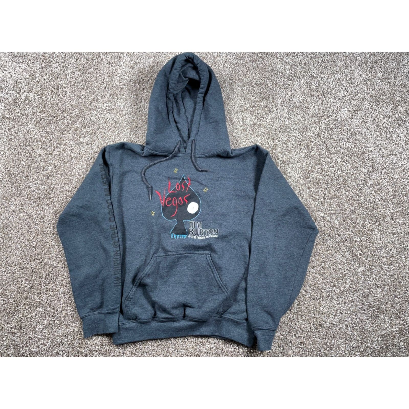 Gildan Tim Burton Lost Vegas Hoodie Adult Small Gray Sweatshirt 50/50 Gildan Shirt Mens City Gothic Graphic Print Vintage: No Size US S / EU 44-46 / 1 - 2 Thumbnail