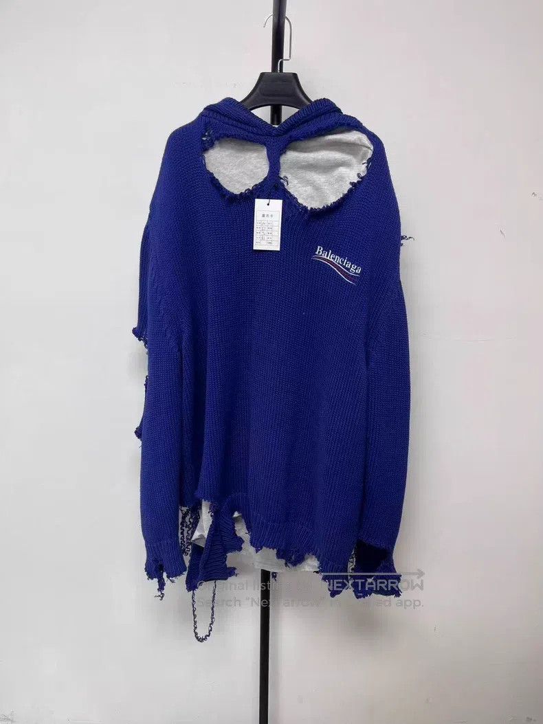 Balenciaga Balenciaga Classic Logo Alphabet Embroidered Ripped Hooded Size US M / EU 48-50 / 2 - 1 Thumbnail