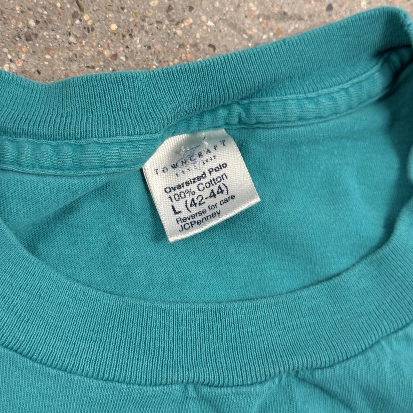 Towncraft Vtg 80s Single Stitch JCPenney Teal Blank Shirt Men L USA Size US L / EU 52-54 / 3 - 2 Thumbnail