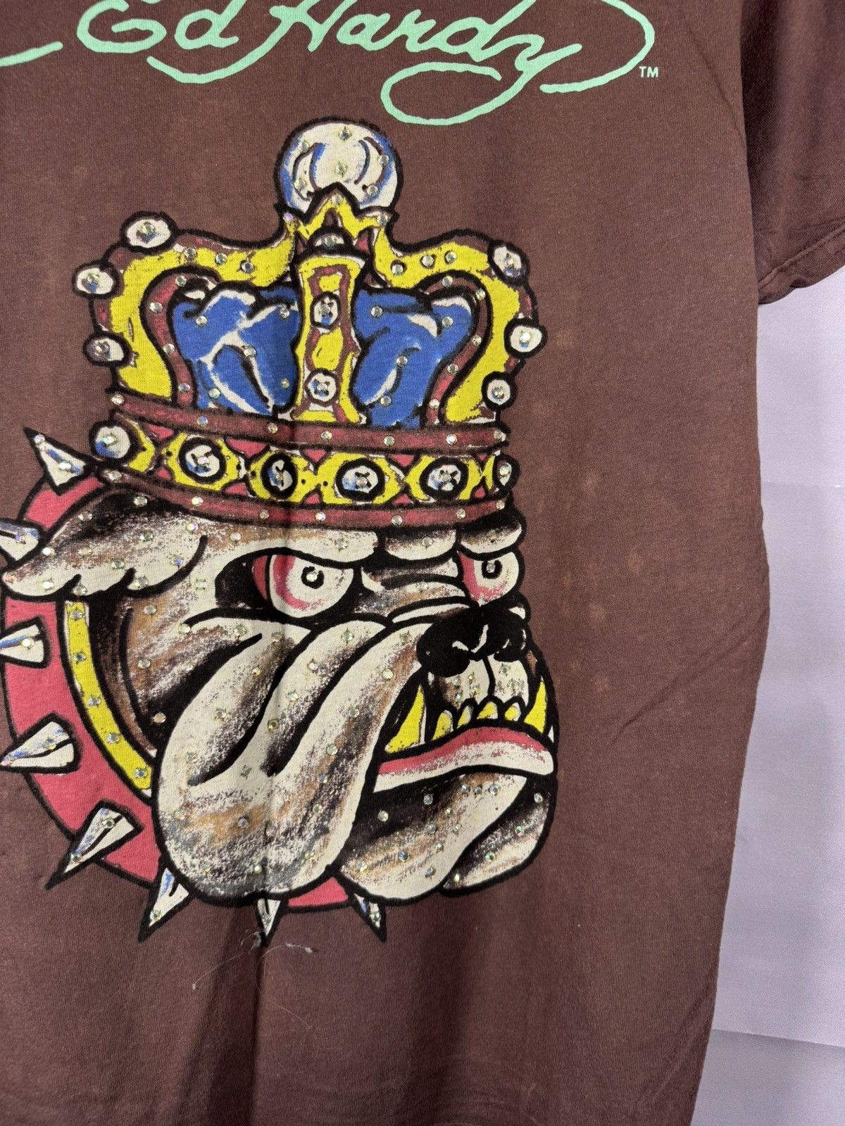 Designer × Ed Hardy Don Ed Hardy Brown Bulldog Graphics Printer Logo T Shirt M Size US M / EU 48-50 / 2 - 6 Thumbnail