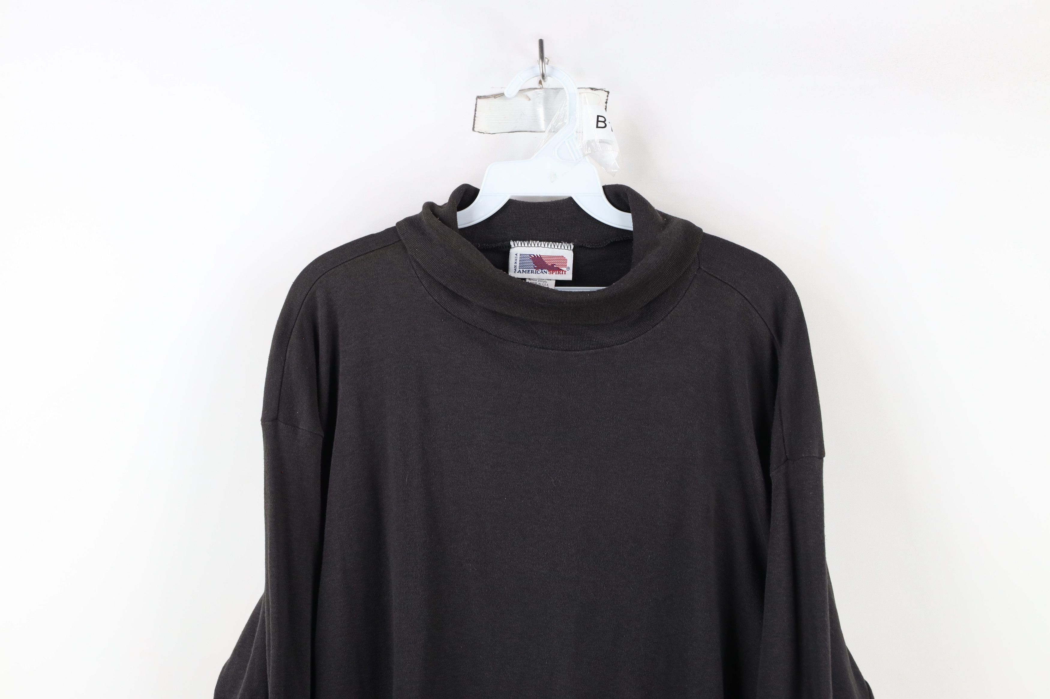 Vintage Vintage 90s Streetwear Blank Turtleneck T-Shirt Black USA Size US XL / EU 56 / 4 - 2 Thumbnail