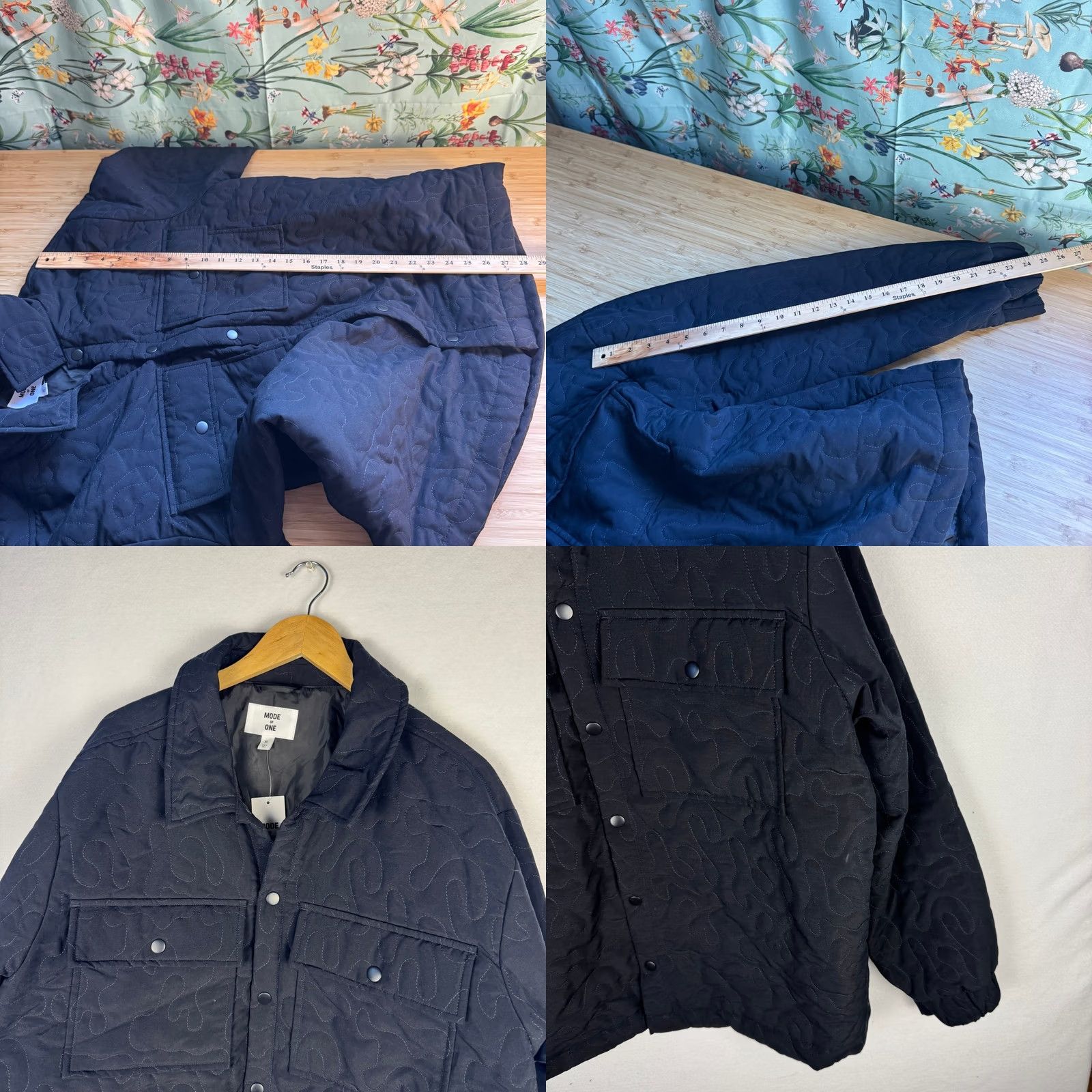 Vintage Mode of One Jacket Quilted Deep Black Snap Front Mens XL Size US XL / EU 56 / 4 - 8 Thumbnail