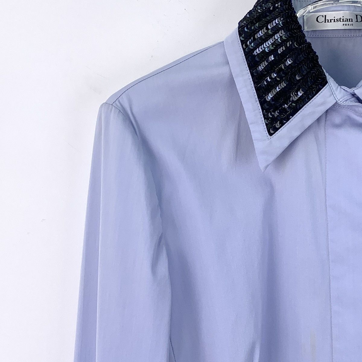 Dior Dior Blue Sequin Decorated Collared Long Sleeve Shirt K26WX Size XS / US 0-2 / IT 36-38 - 3 Thumbnail