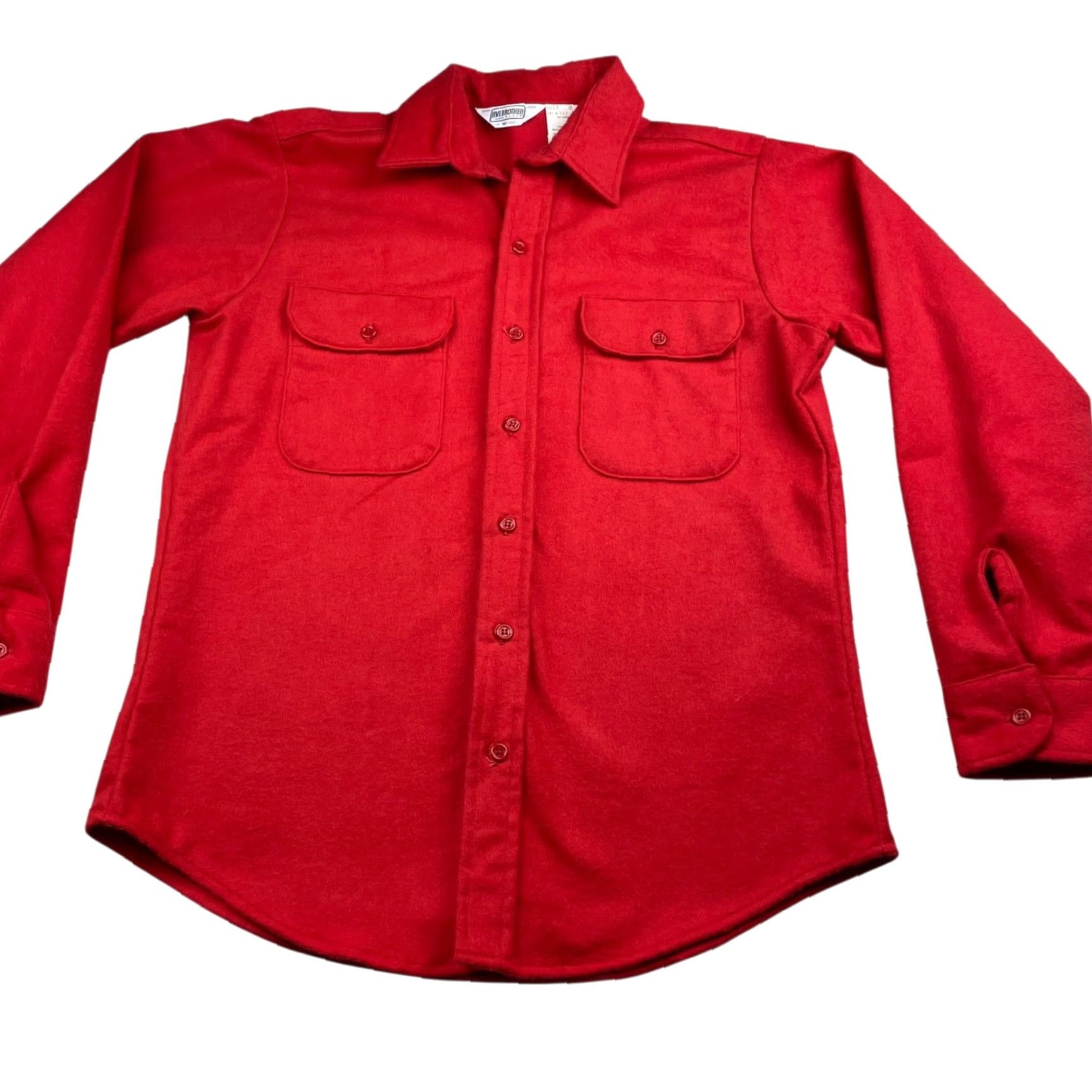 Vintage VINTAGE Five Brother Men’s Chamois Flannel Work Shirt Red Medium USA Long Sleeve Button-Up Pocketed Collared Regular Fit Adult Mens Size US M / EU 48-50 / 2 - 2 Thumbnail