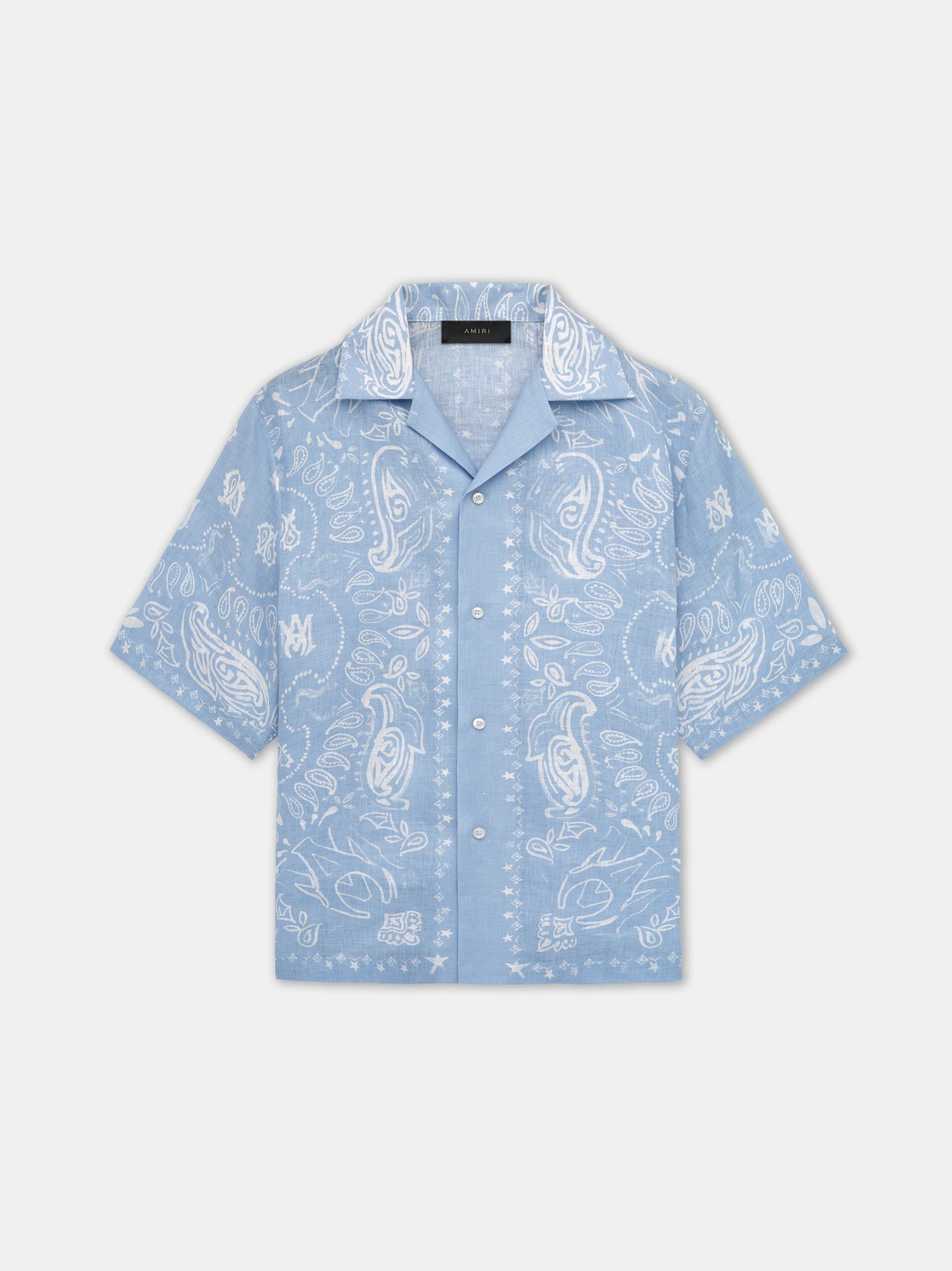 Amiri o1orln1025 Bandana Watercolor Camp Shirt in Blue/White Size US L / EU 52-54 / 3 - 1 Thumbnail