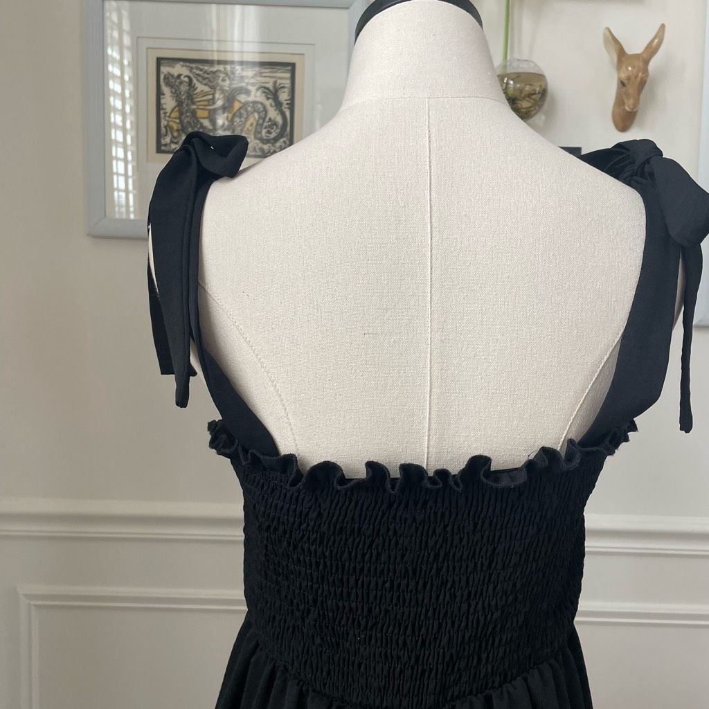 Shein SHEIN Black Shoulder Tie Midi Dress Smocked Back M 6 Size M / US 6-8 / IT 42-44 - 3 Thumbnail