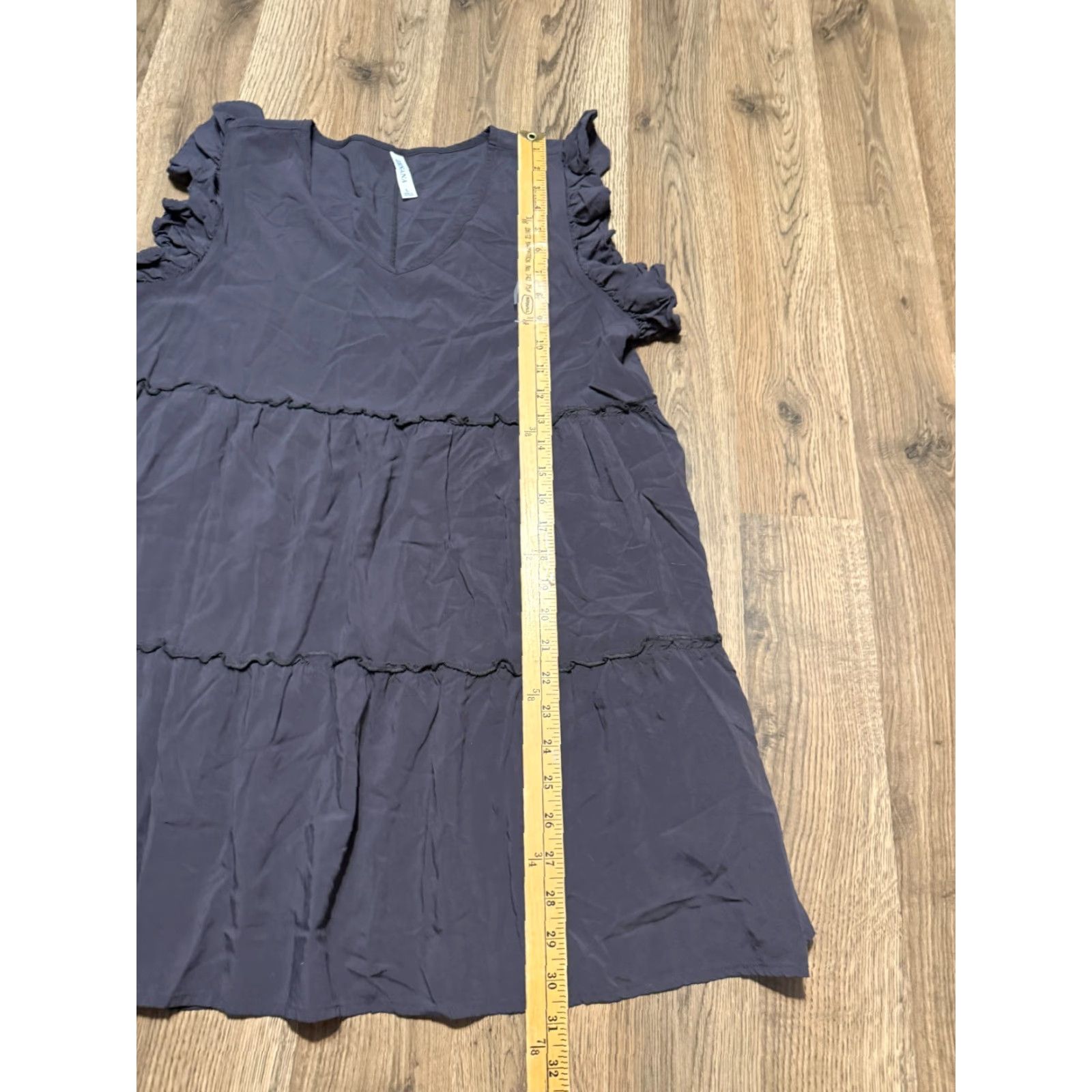 Vintage Zenana Dress Shirt Dress Women's Large Gray V-Neck Short Sleeve Tiered Size L / US 10 / IT 46 - 7 Thumbnail