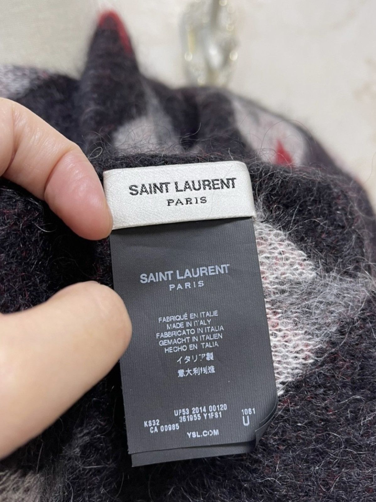 Saint Laurent Paris SAINT LAURENT BlackRed Mohair Neck Scarf Size ONE SIZE - 2 Thumbnail