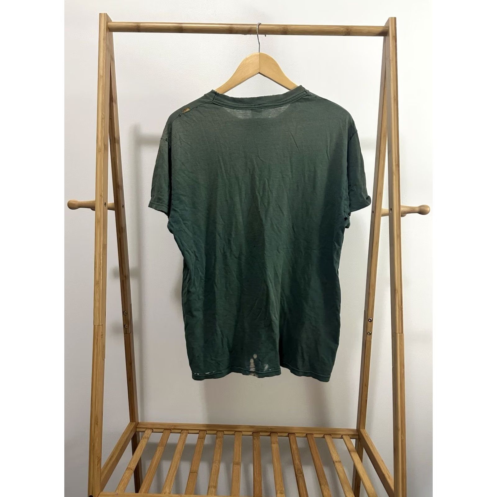 Fruit Of The Loom VINTAGE Fruit of the Loom T-Shirt L Green WIP Work Soft Pocket Front Thrashed Faded Worn Size US L / EU 52-54 / 3 - 2 Thumbnail