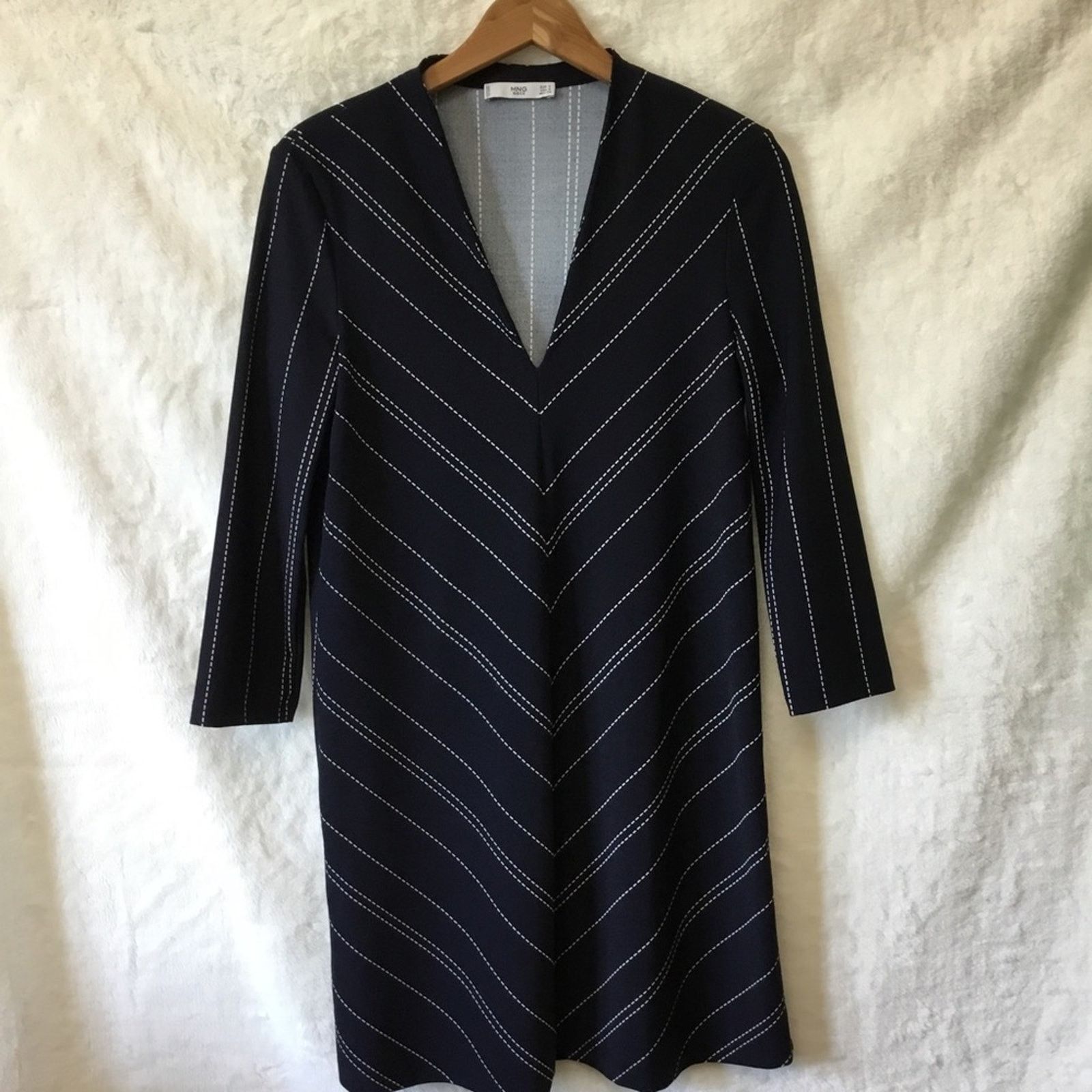Mango Mango Navy Blue Long Sleeve Striped Dress Size S / US 4 / IT 40 - 2 Thumbnail