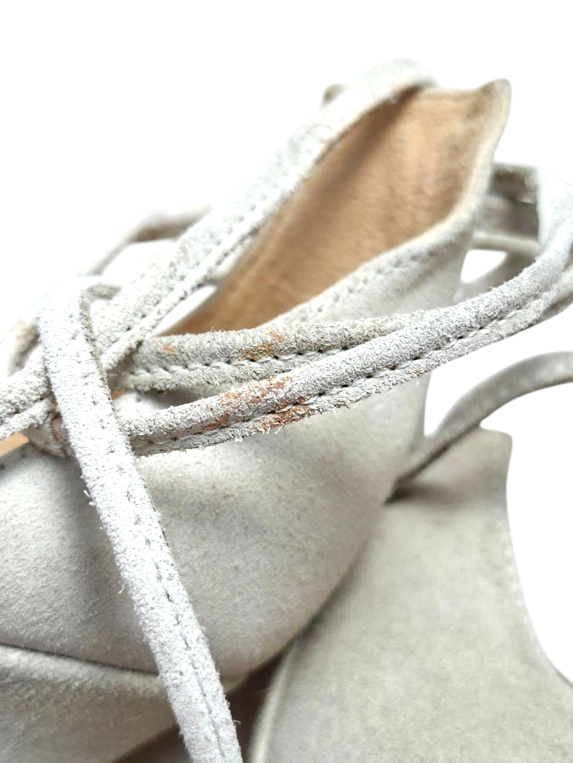 Iro IRO Paris Suede Lace Up Stiletto Heels Silver Metal Tip Size US 8.5 / IT 38.5 - 9 Thumbnail