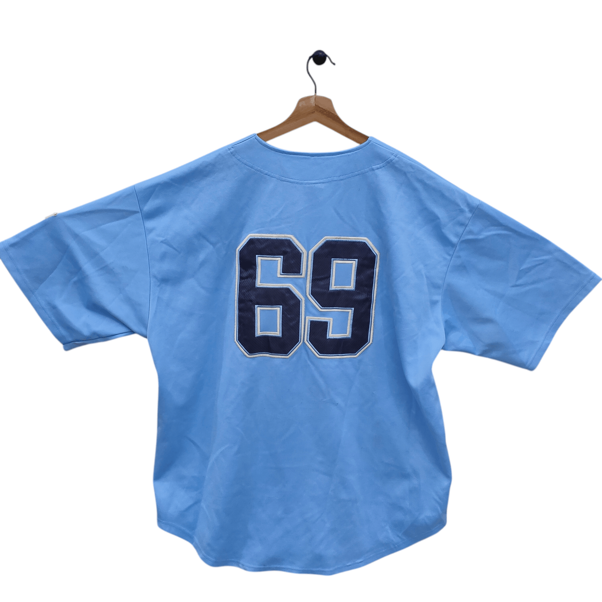 Rap Tees Players 69 Baseball Jersey Hip hop Tee Light Blue Size US XL / EU 56 / 4 - 2 Thumbnail