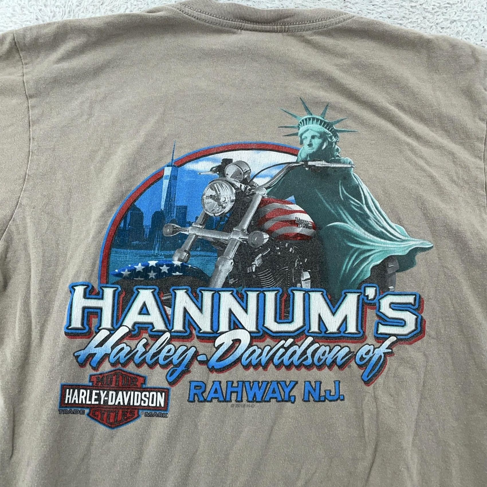 Harley Davidson Harley-Davidson T-Shirt Mens L Tan USA Graphic Print Crew Neck Short Sleeve 100% Cotton Vintage: No Size US L / EU 52-54 / 3 - 4 Thumbnail