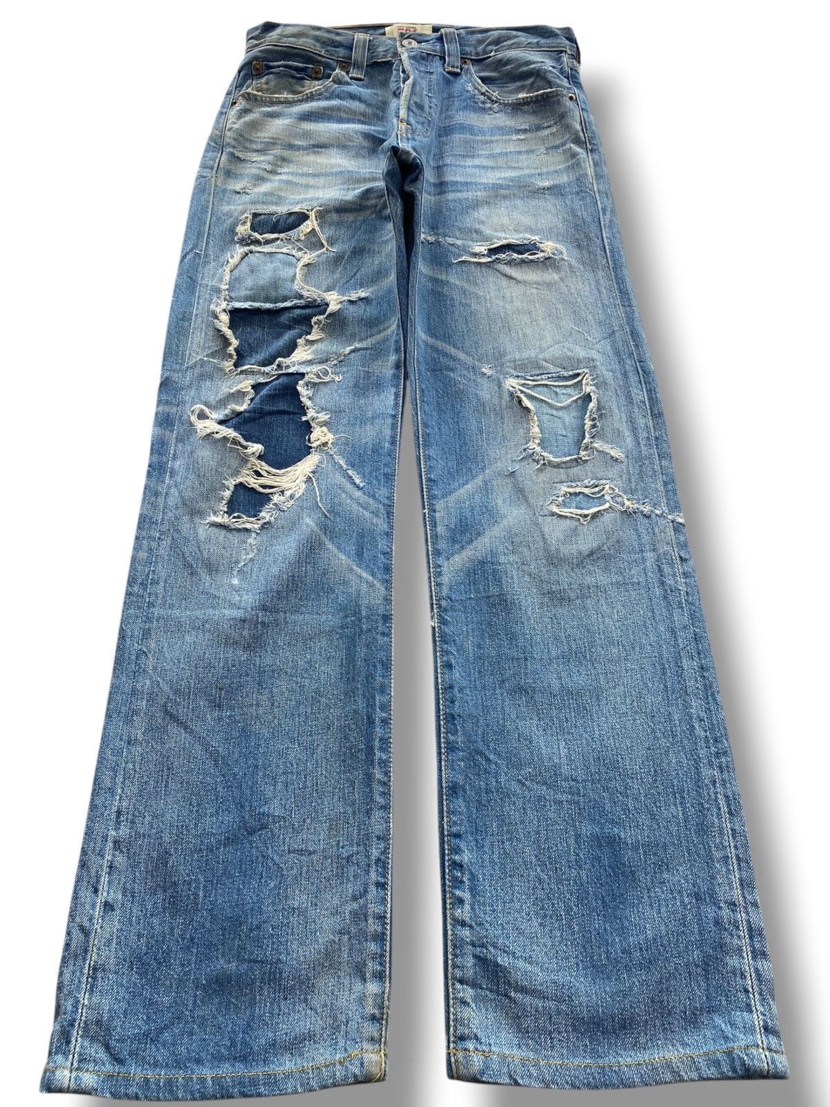 Levi's Levi’s 501 Distressed Whiskered Style Straight Leg Jeans Size US 29 - 1 Thumbnail