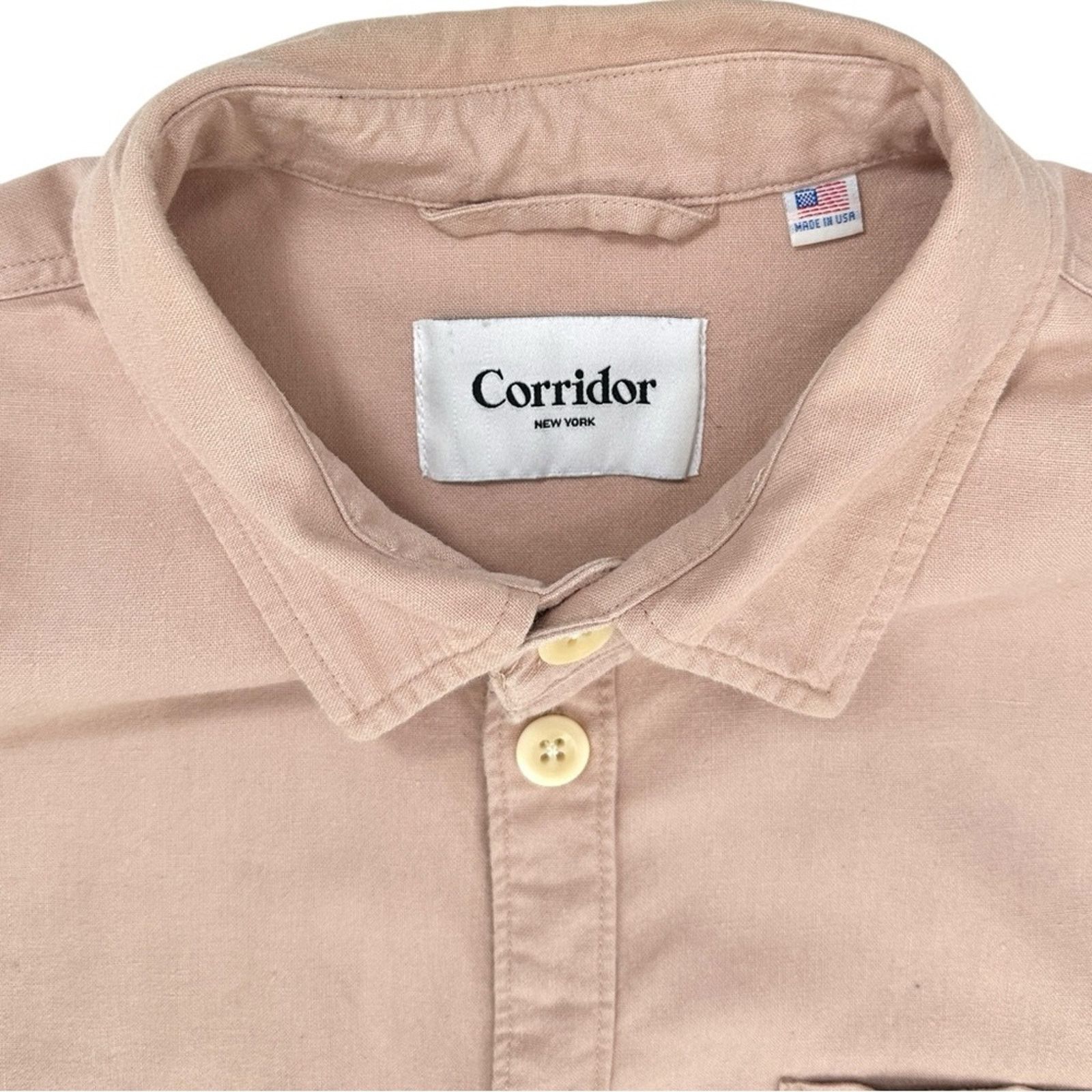Corridor Rose Overshirt - Pink Cotton Linen Shirt Chore Jacket Coat Size US L / EU 52-54 / 3 - 6 Thumbnail