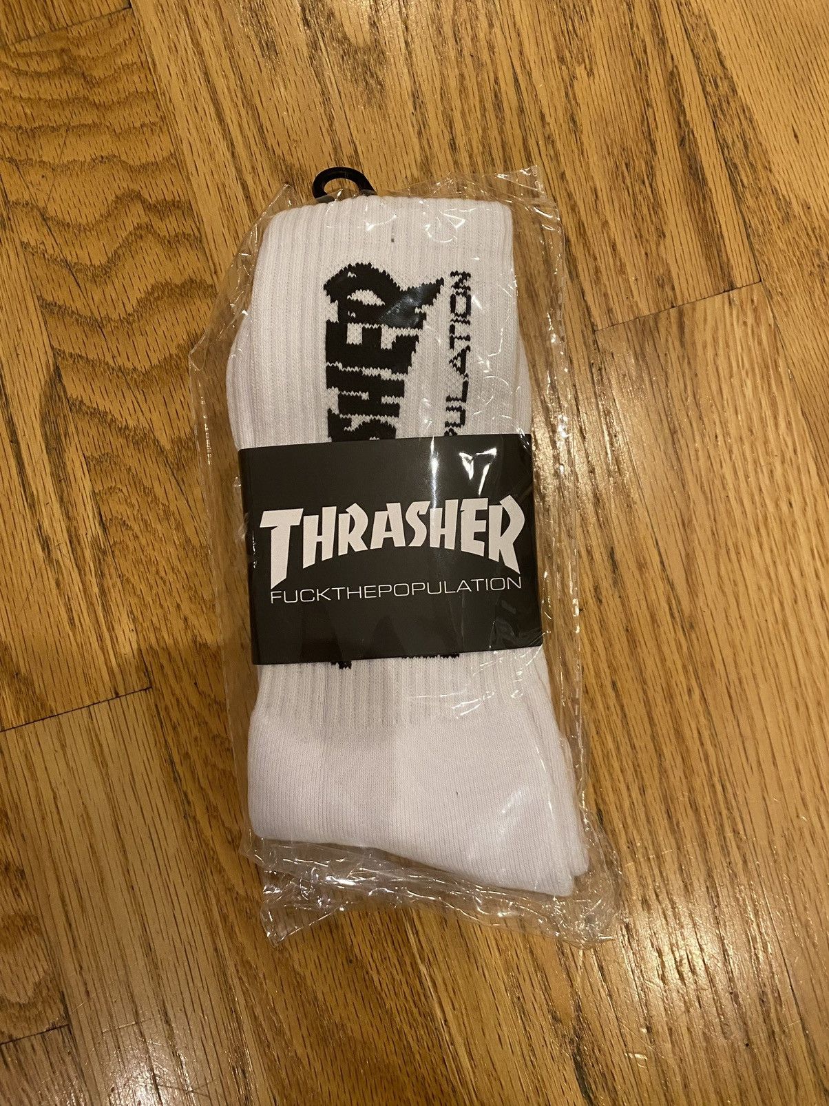 Fuck The Population × Thrasher FTP Thrasher Socks White Size ONE SIZE - 1 Thumbnail
