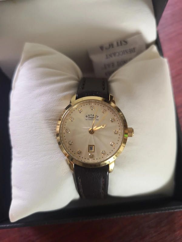 Designer Rotary gold plated dial ladies brown leather strap watch Size ONE SIZE - 1 Thumbnail
