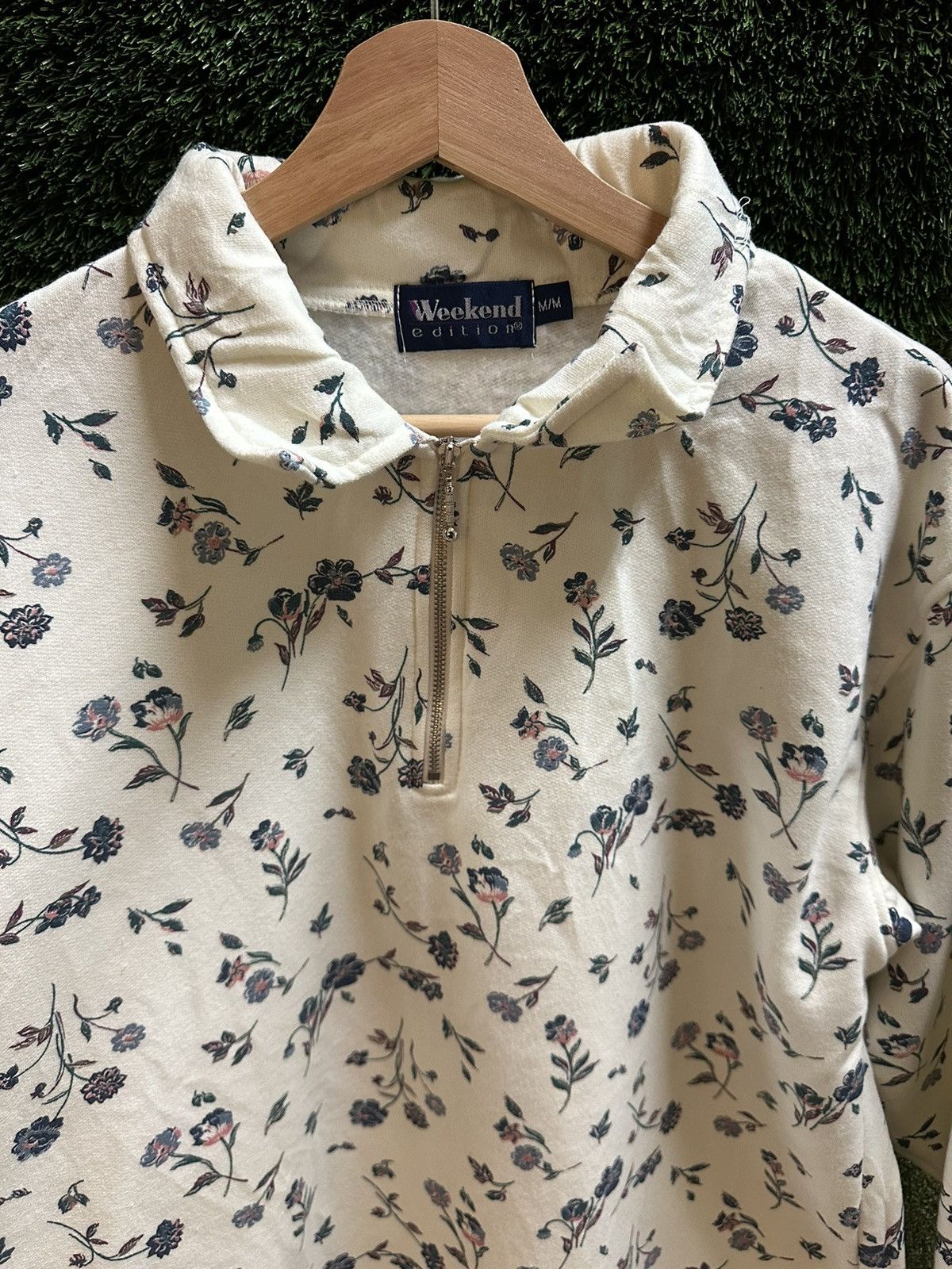 Vintage Vintage Floral 1/4 Zip-up Sweatshirt Medium Size M / US 6-8 / IT 42-44 - 4 Thumbnail