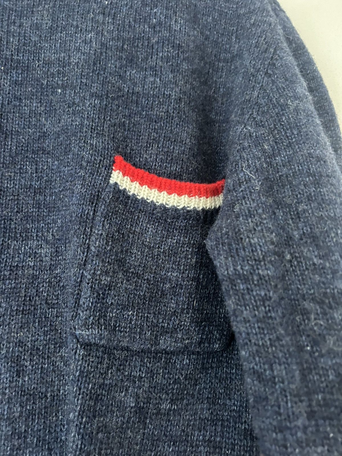 Thom Browne Navy Wool Sweater with Tricolor Details Size US S / EU 44-46 / 1 - 4 Thumbnail