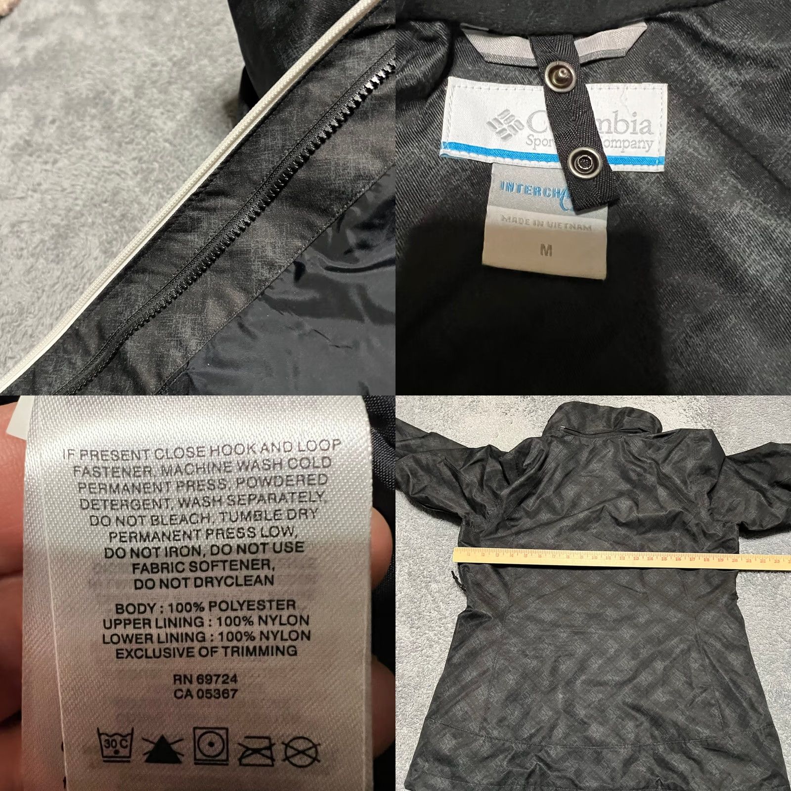 Rains Columbia Jacket Womens Medium Black Gray Nylon Rain Coat Shell Jacket M Women Black Gray Nylon Rain Coat Size M / US 6-8 / IT 42-44 - 8 Thumbnail