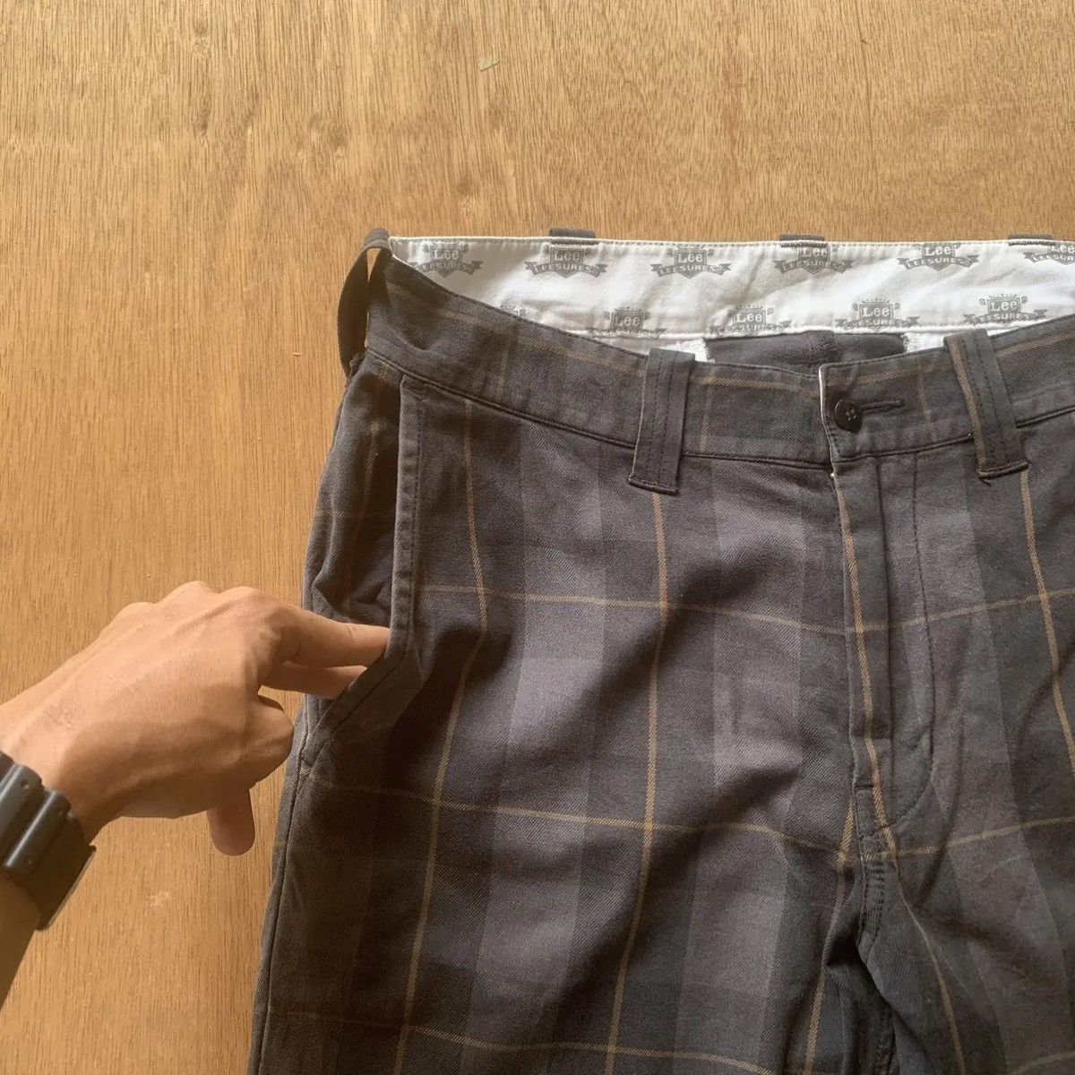 Buckle Black × Japanese Brand × Seditionaries VINTAGE LEE 32x32 TROUSERS CHECK PLAID CINCH BACK PANTS Size US 32 / EU 48 - 4 Thumbnail