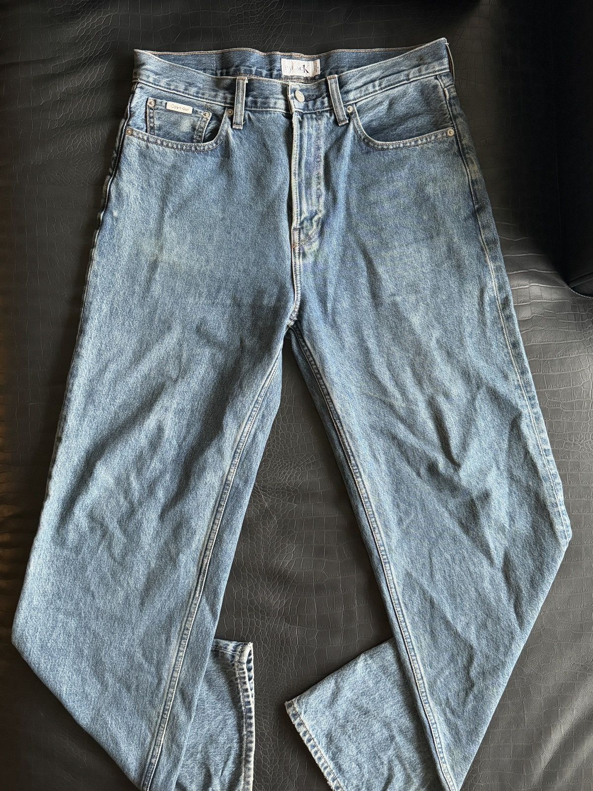 image of Calvin Klein x Palace Blue Baggy Pants in Denim, Men's (Size 32)