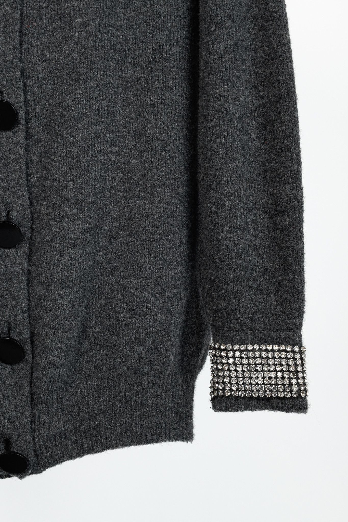 Alexander Wang Alexander Wang Charcoal Wool-Blend Crystal-Cuff Cardigan Size XL / US 12-14 / IT 48-50 - 6 Thumbnail