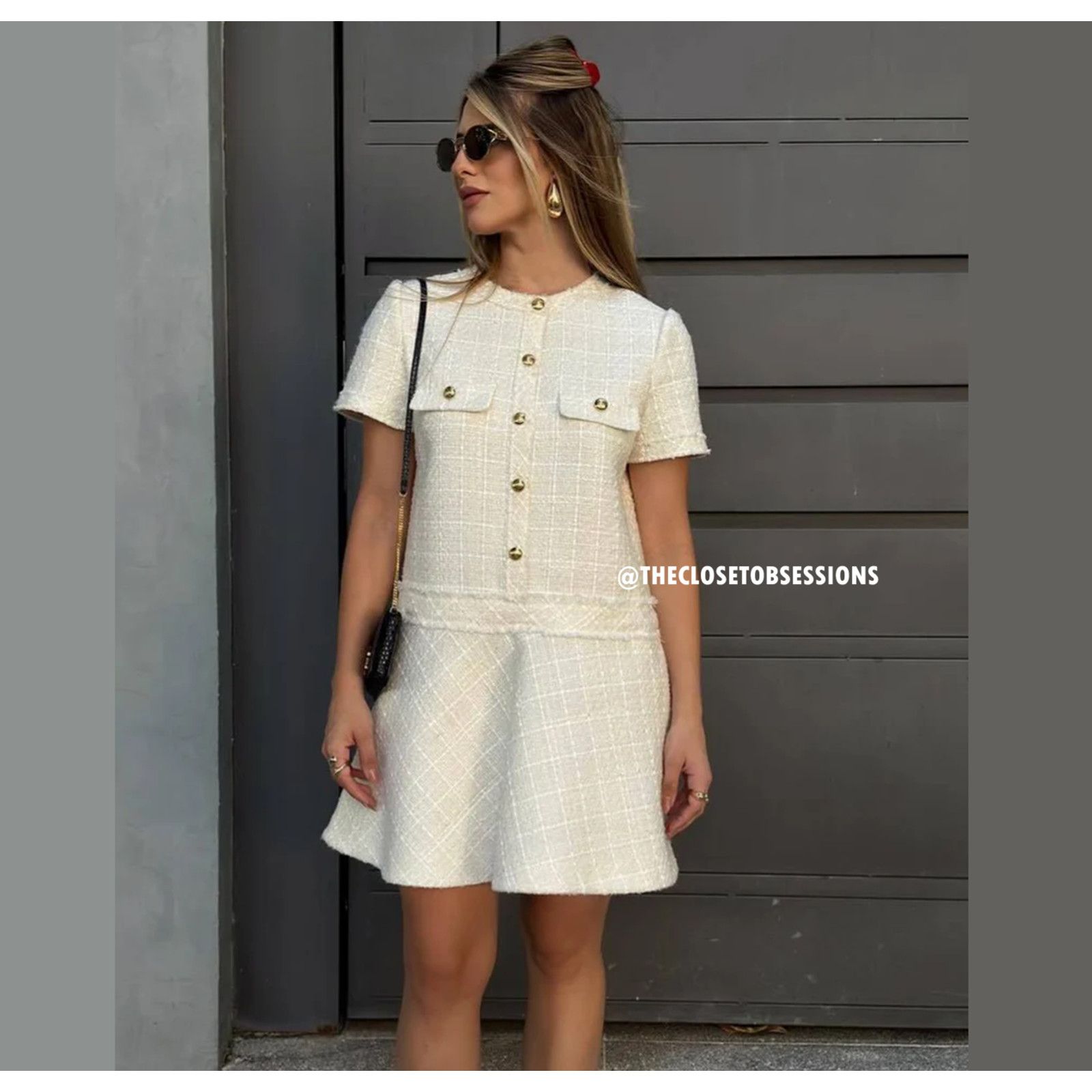 Zara CHANEL VIBES!!! ZARA BLOGGER FAVE!! Textured Short Dress NWT Size L / US 10 / IT 46 - 5 Thumbnail