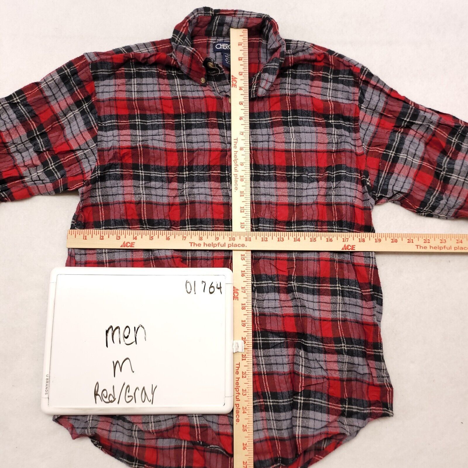 Cherokee Cherokee Madras Flannel Shirt Mens Size Medium M Red Gray Size US M / EU 48-50 / 2 - 6 Thumbnail