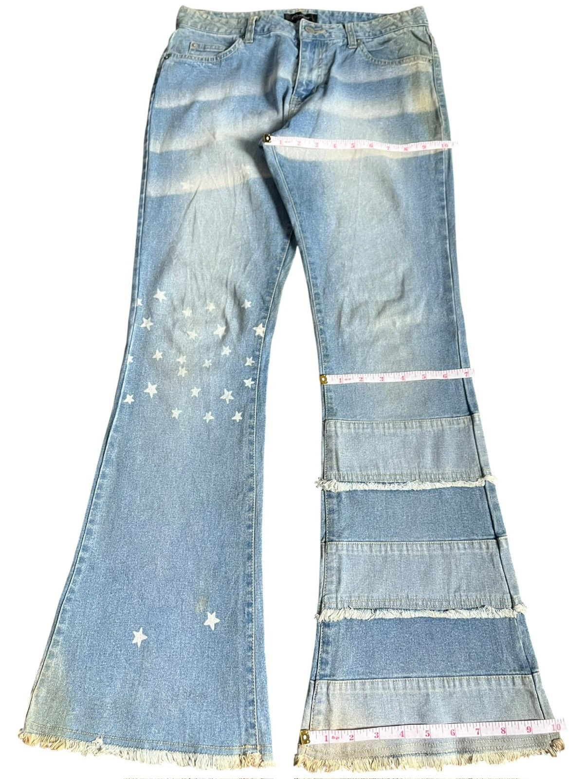 Hysteric Glamour Vintage Japanese Brand Mud Wash Patch Printed Flare Jeans Size 30" / US 8 / IT 44 - 8 Thumbnail