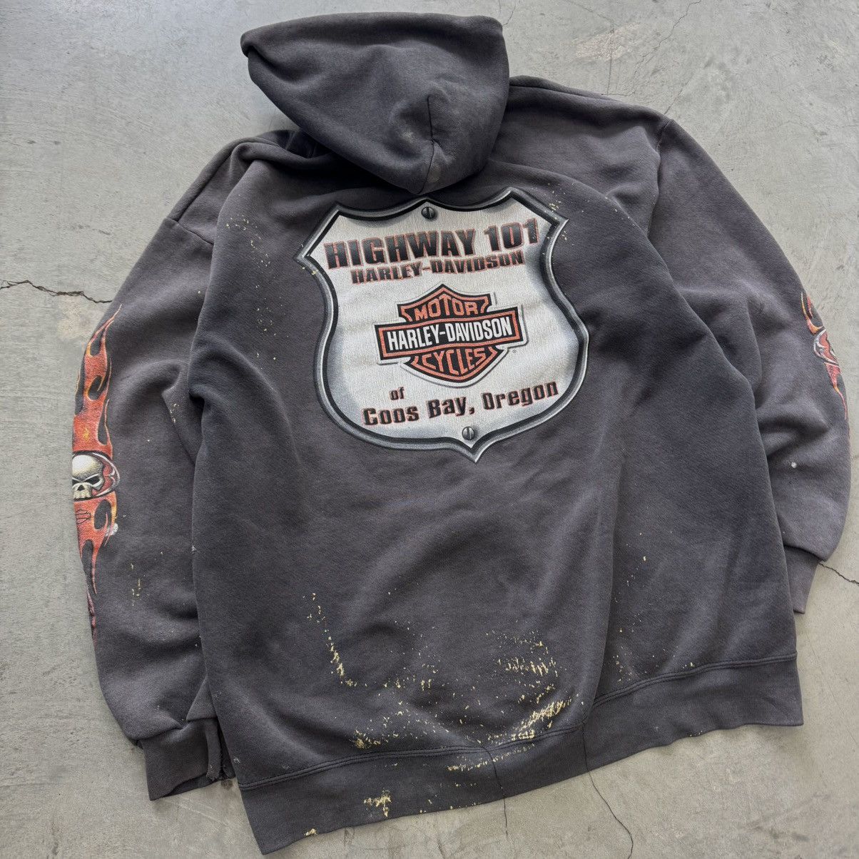 Harley Davidson Vintage ERD Style Chrome Flame Harley Davidson Zip Up Hoodie Size US XL / EU 56 / 4 - 12 Thumbnail
