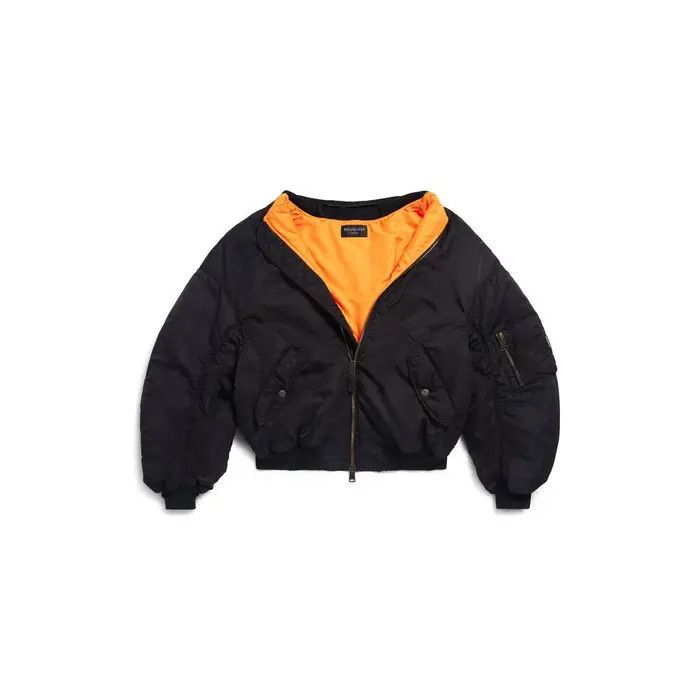 Balenciaga Balenciaga Off-shoulder Bomber dark green | Grailed