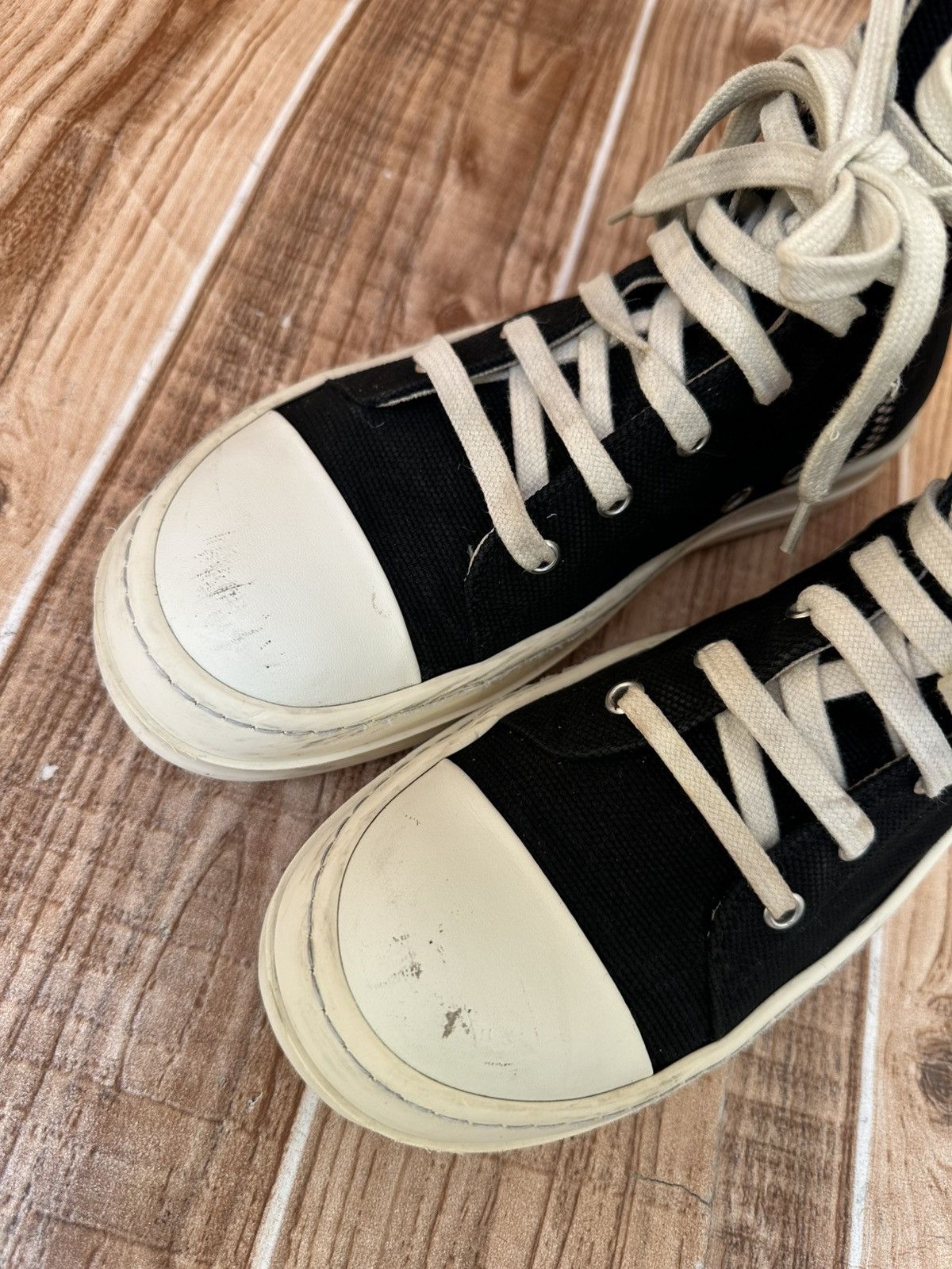 Rick Owens Rick Owens DRKSHDW Canvas Ramones Black Milk Low tops Size US 8.5 / IT 38.5 - 6 Thumbnail