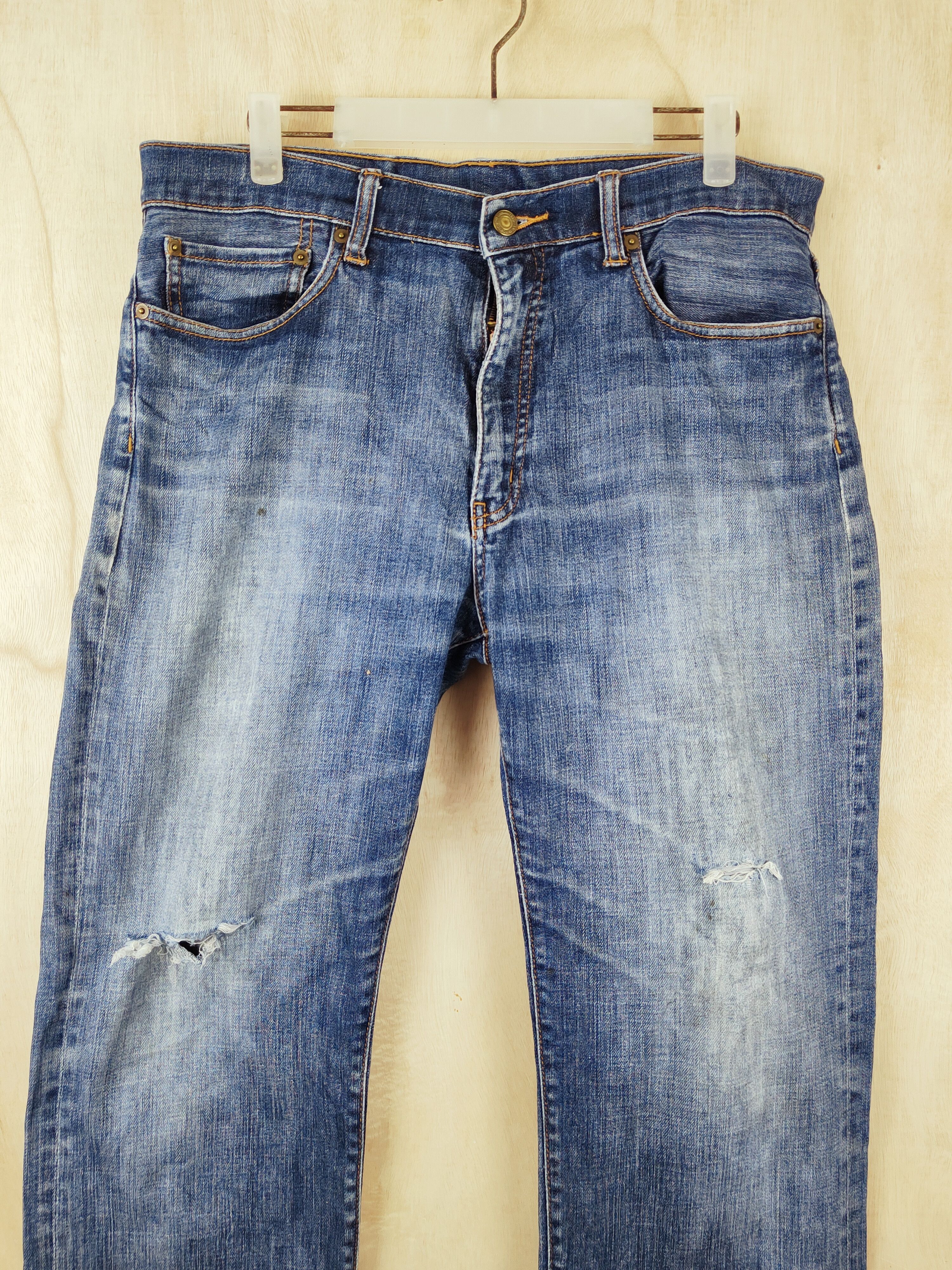 Japanese Brand Japanese Brand Blue Faded Distressed Ripped Jeans #S2500 Size US 33 - 2 Thumbnail