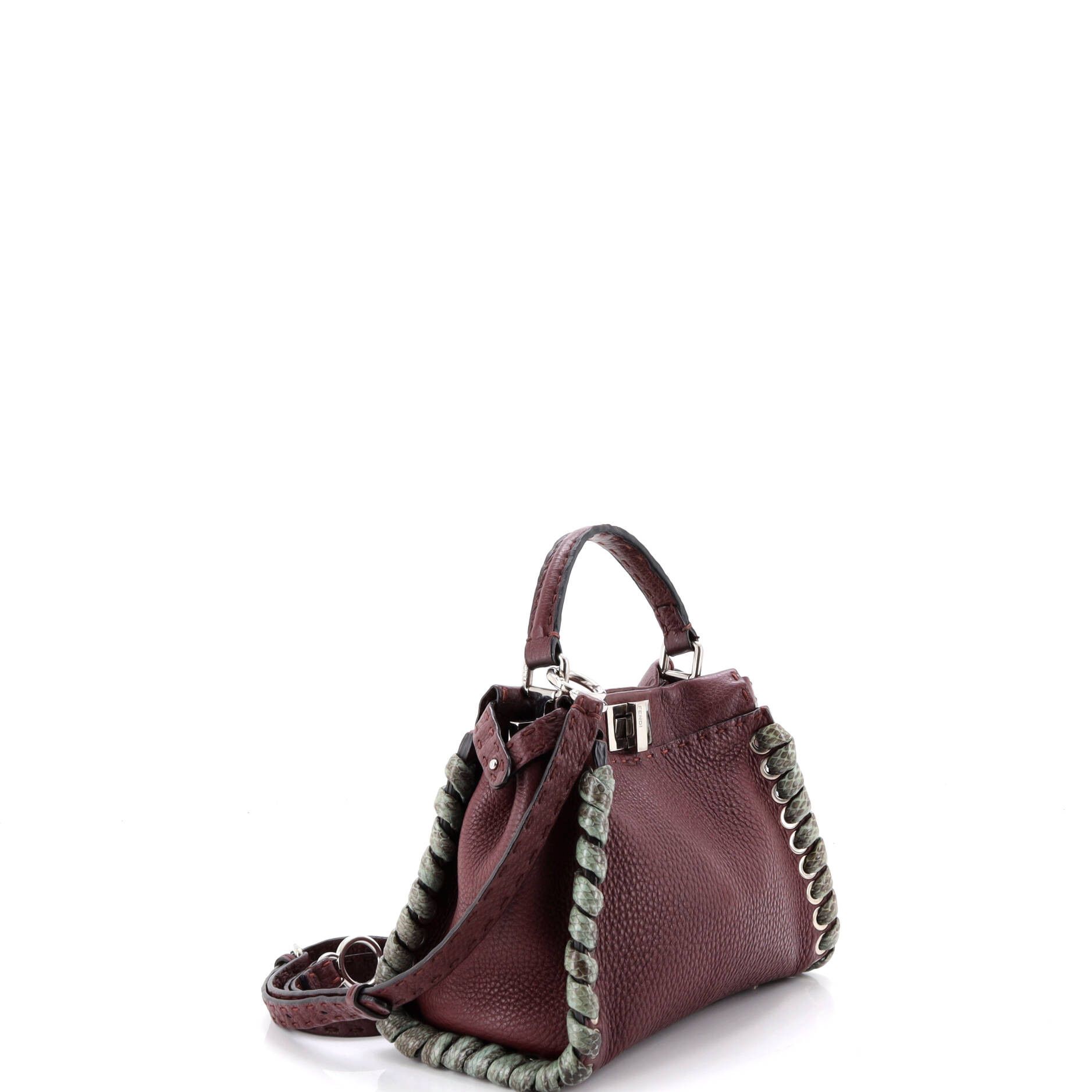 Fendi Selleria Peekaboo Bag Leather with Python Whipstitch Mini Size ONE SIZE - 1 Thumbnail