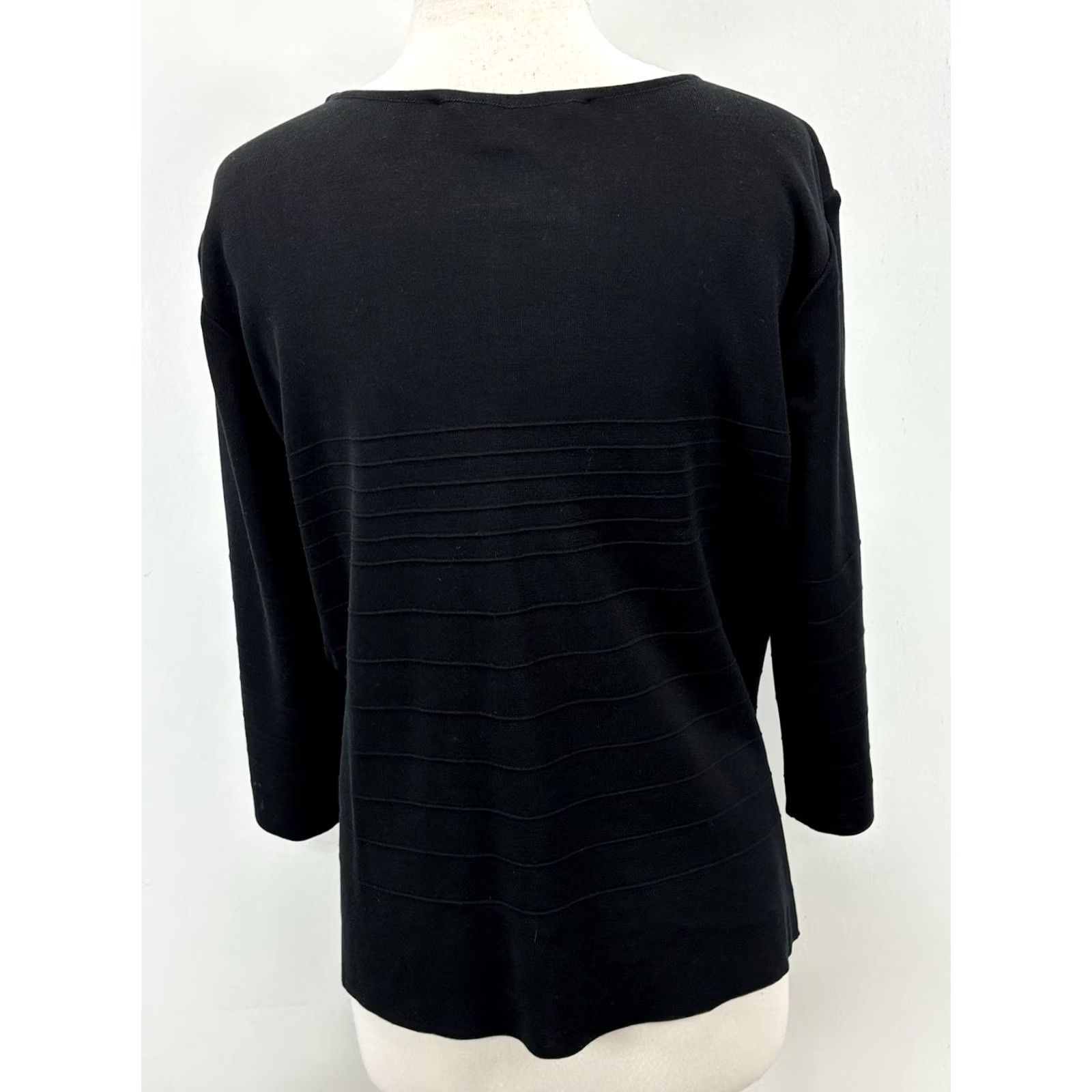 Vintage Ming Wang Pullover Sweater Women’s XL Black Keyhole Fine Knit Classic Minimalist Size XL / US 12-14 / IT 48-50 - 3 Thumbnail