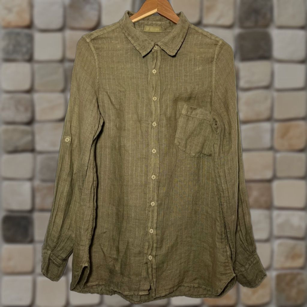 Vintage CP Shades Women's Button-Up Linen Shirt Green Sz S Size S / US 4 / IT 40 - 1 Thumbnail