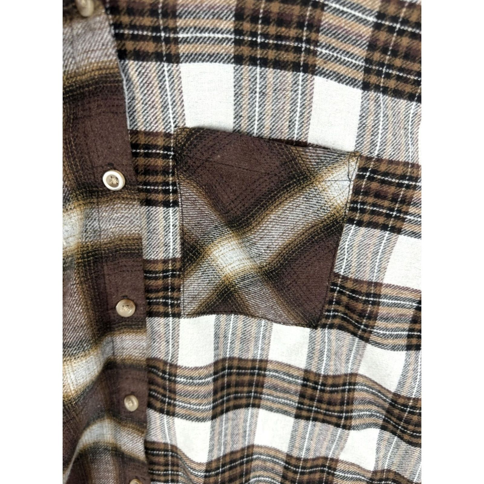 Vintage Just Polly Shirt Womens Small Brown White Plaid Patchwork Button Front Flannel Size S / US 4 / IT 40 - 6 Thumbnail