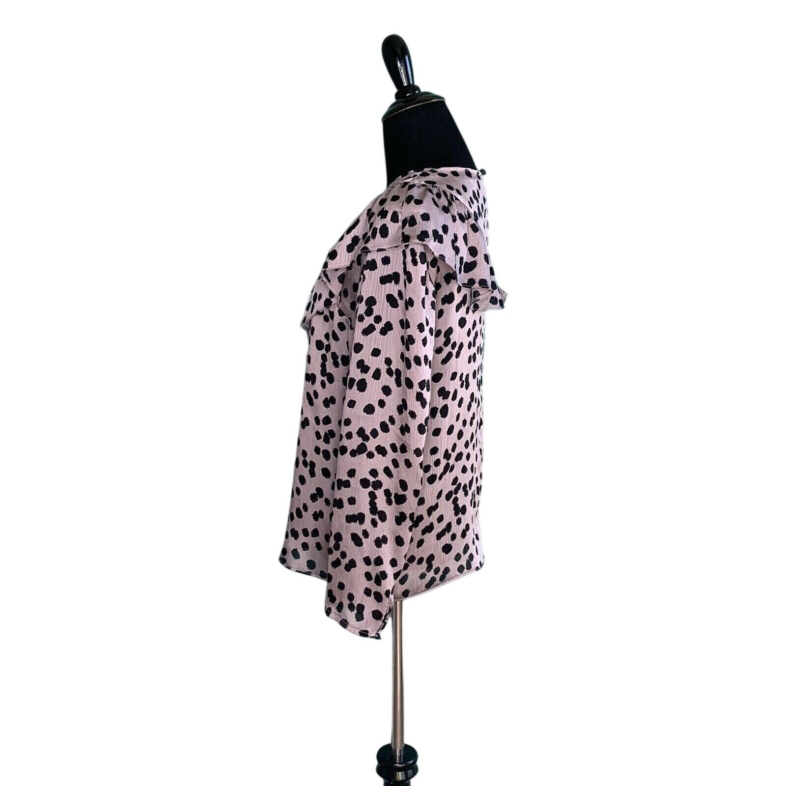Topshop Topshop Animal Print Ruffle Across Blouse Size 2 Size XS / US 0-2 / IT 36-38 - 4 Thumbnail