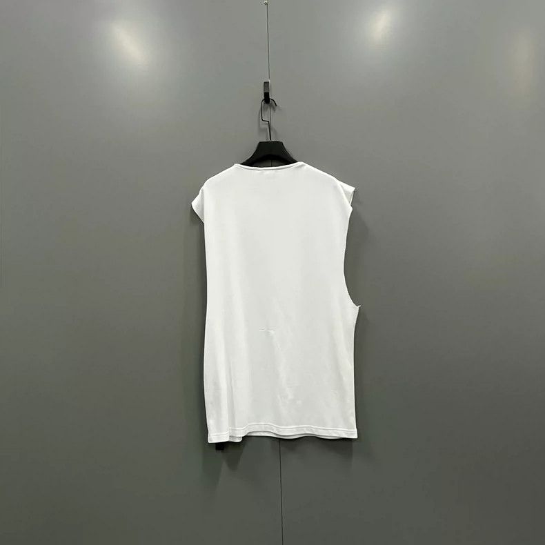 Balenciaga Balenciaga White Double Hook Embroidery Sleeveless T-Shirt Size US M / EU 48-50 / 2 - 2 Thumbnail