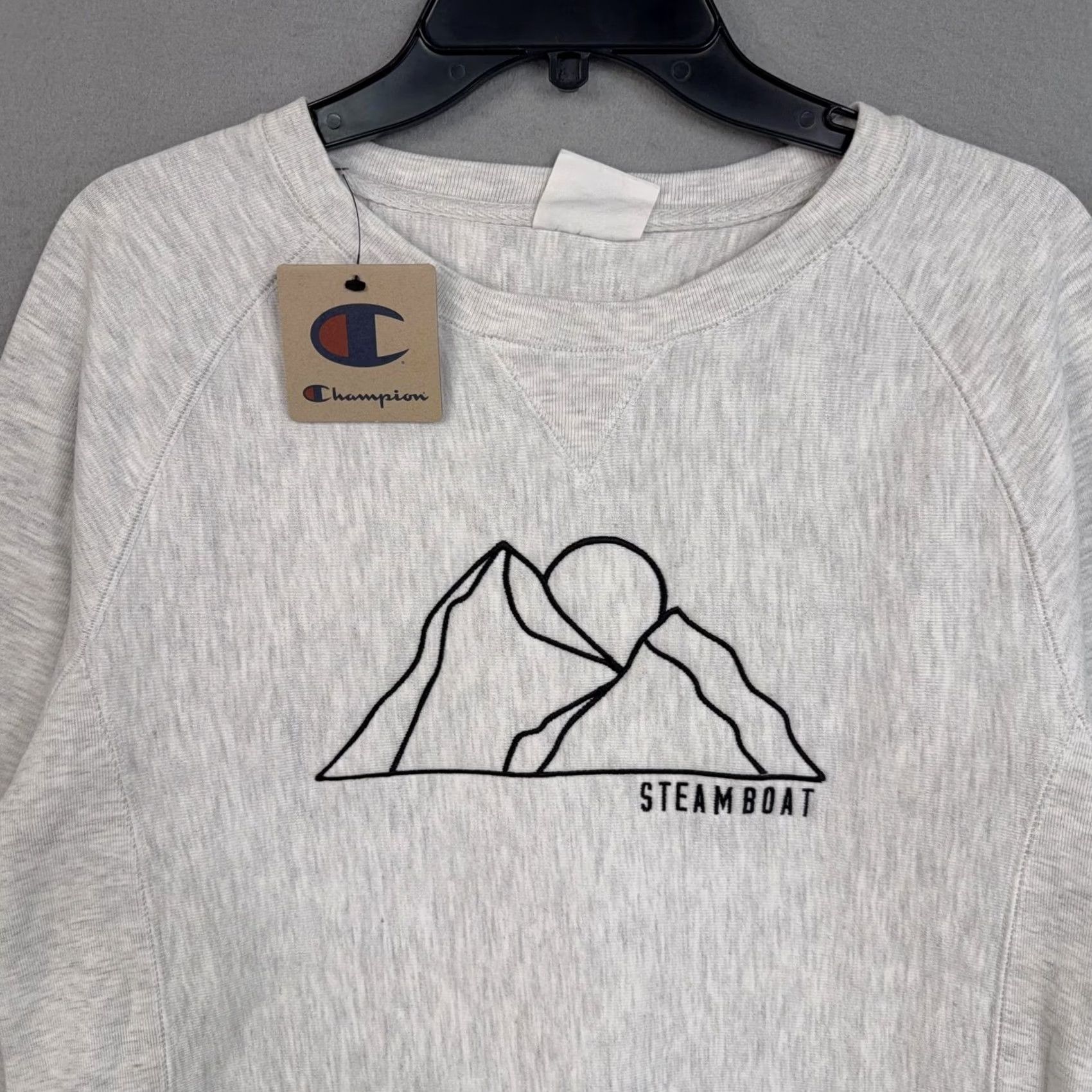 Champion Champion Sweatshirt Mens M Gray Steamboat Mountain Graphic Reverse Weave Ski Outdoor Crew Neck Pullover Mens Regular Fit Size US M / EU 48-50 / 2 - 2 Thumbnail