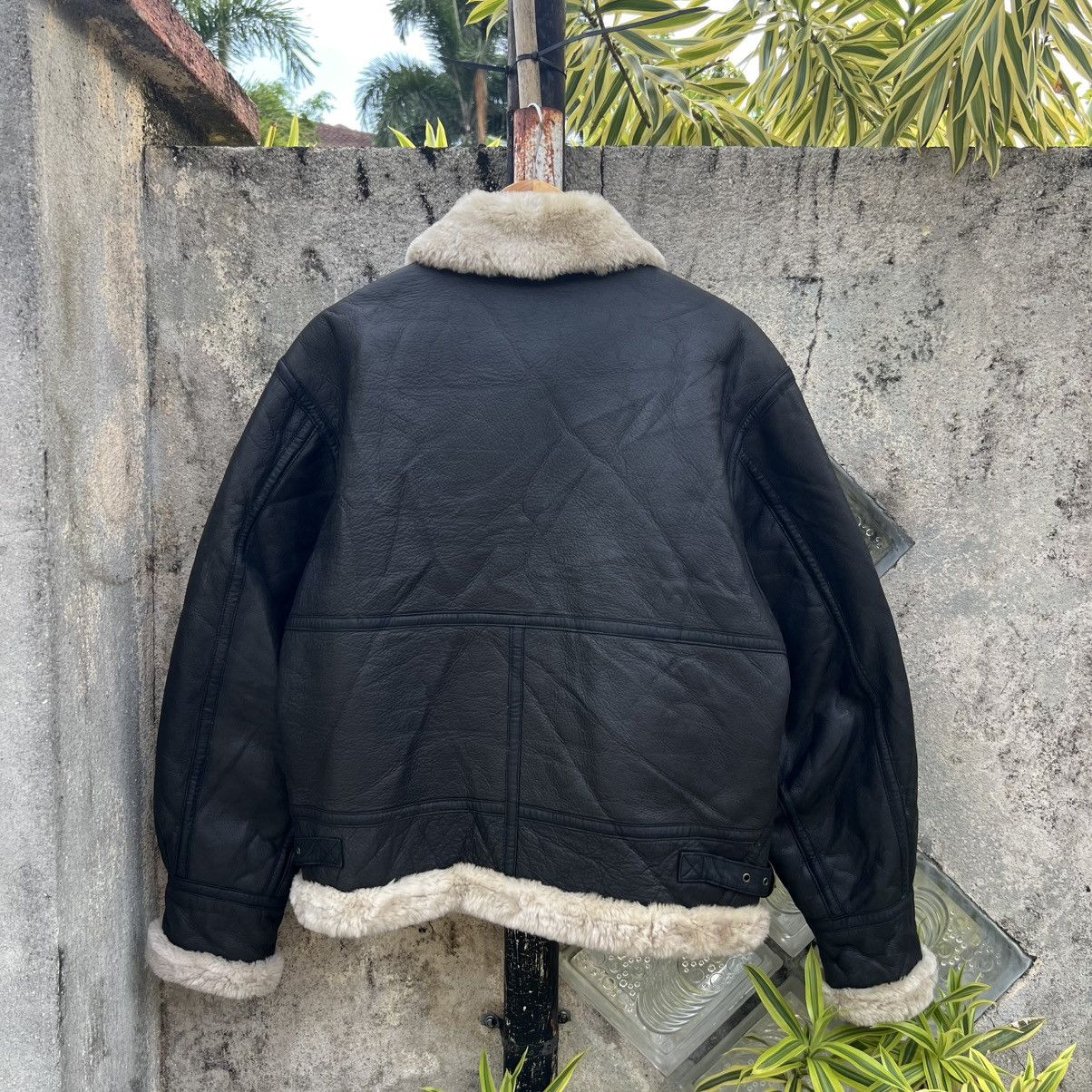 Genuine Leather “VINTAGE B-3” LEATHER FLIGHT JACKET BLACK CREAM LINED Size US M / EU 48-50 / 2 - 9 Thumbnail