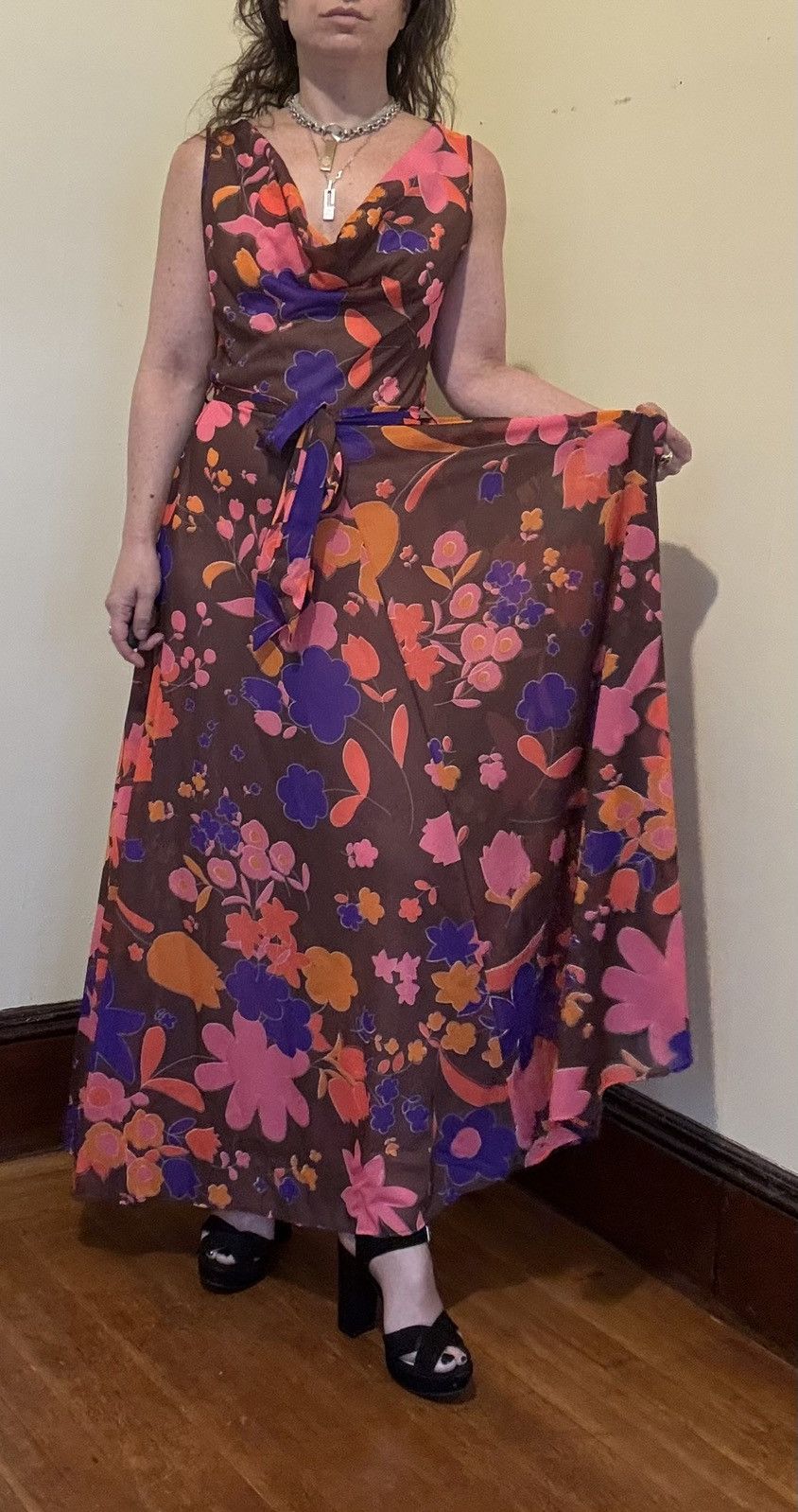 Lilly Pulitzer Vtg 70s Lilly Pulitzer for Neimen Marcus Floral A-Line Maxi Size XXS / US 00 / IT 34 - 6 Thumbnail