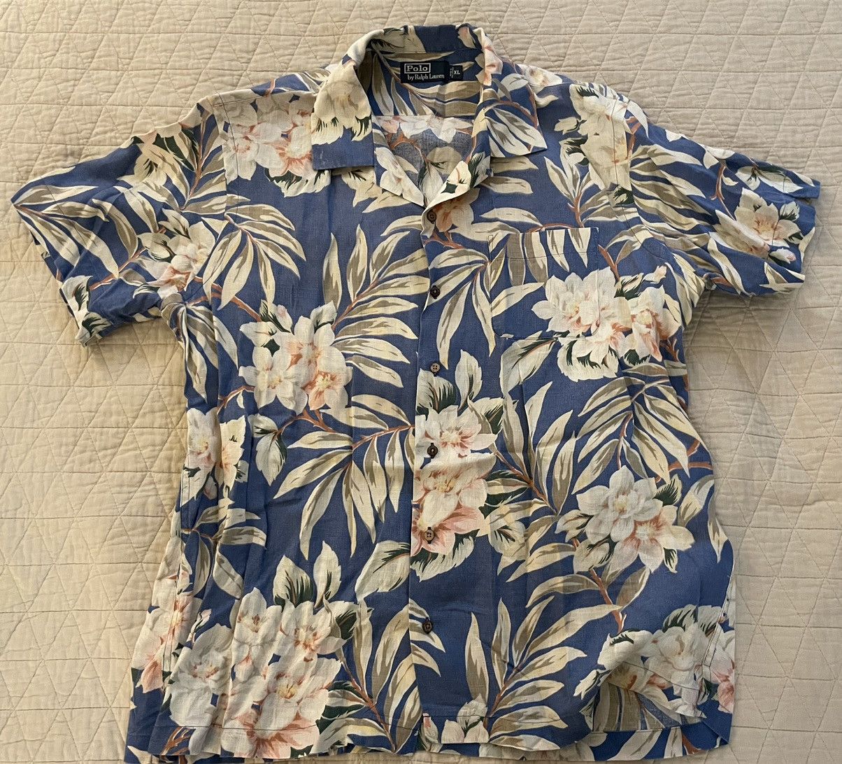 Polo Ralph Lauren × Vintage Floral Print Linen Camp Shirt Size US XL / EU 56 / 4 - 2 Thumbnail