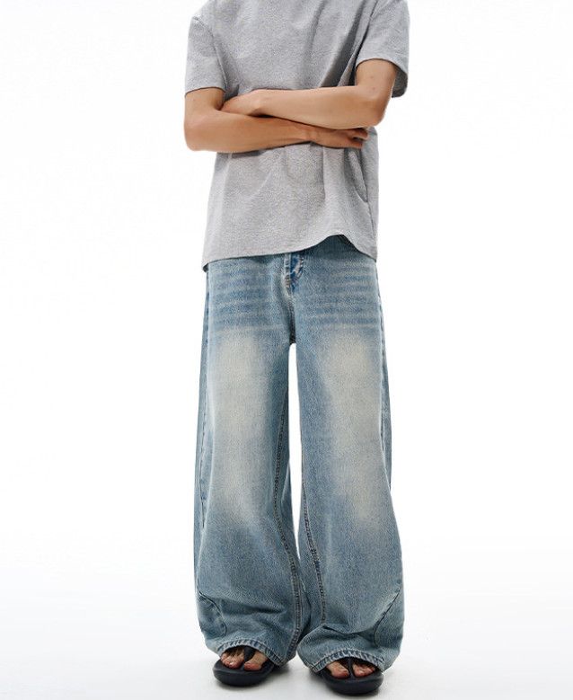 Vintage American street retro wide-leg straight jeans for men Size US 32 / EU 48 - 3 Thumbnail