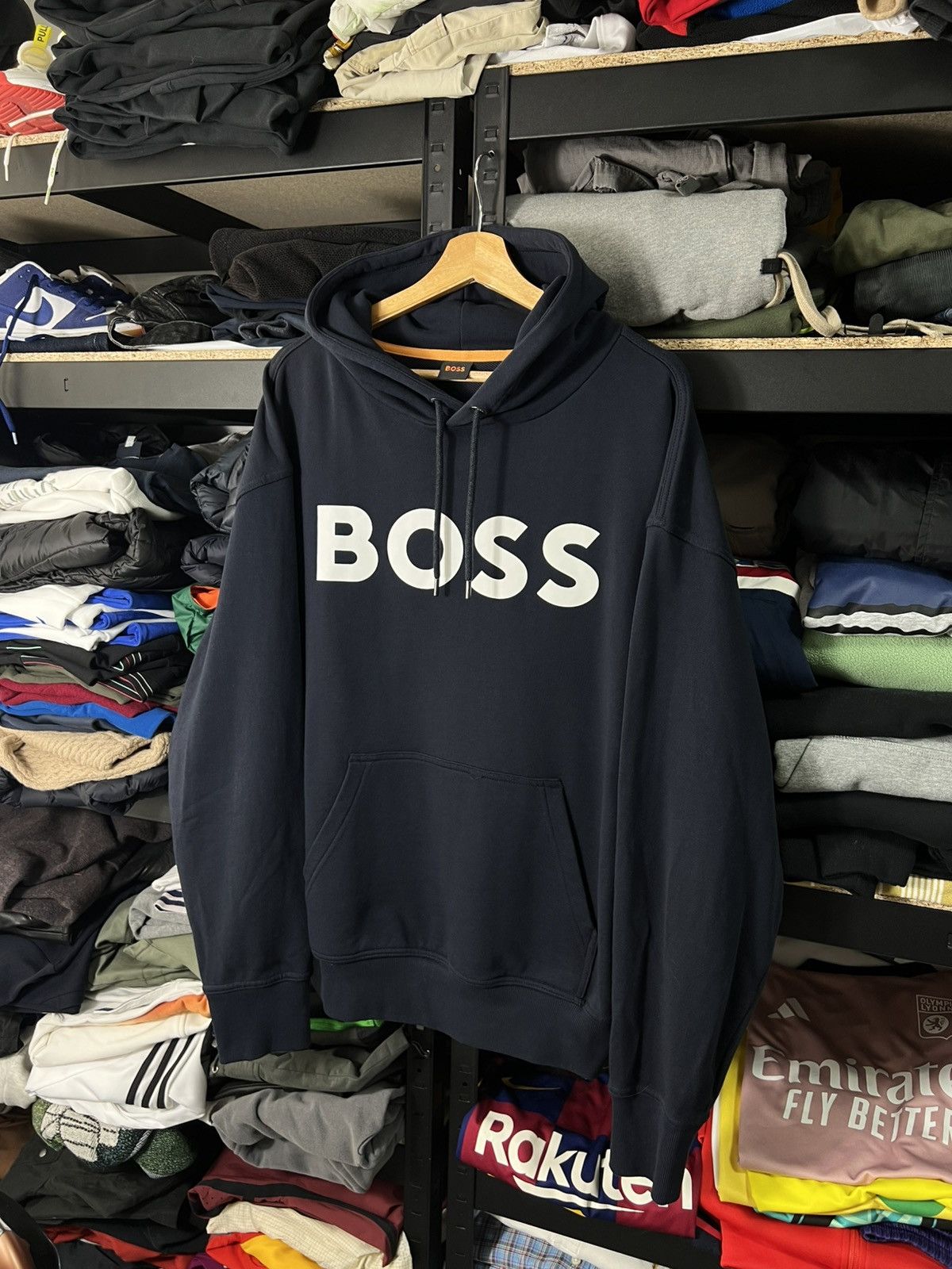 Hugo Boss Hugo Boss BOSS Logo Hoodie Navy Men’s Pullover Sweatshirt Size US L / EU 52-54 / 3 - 1 Thumbnail