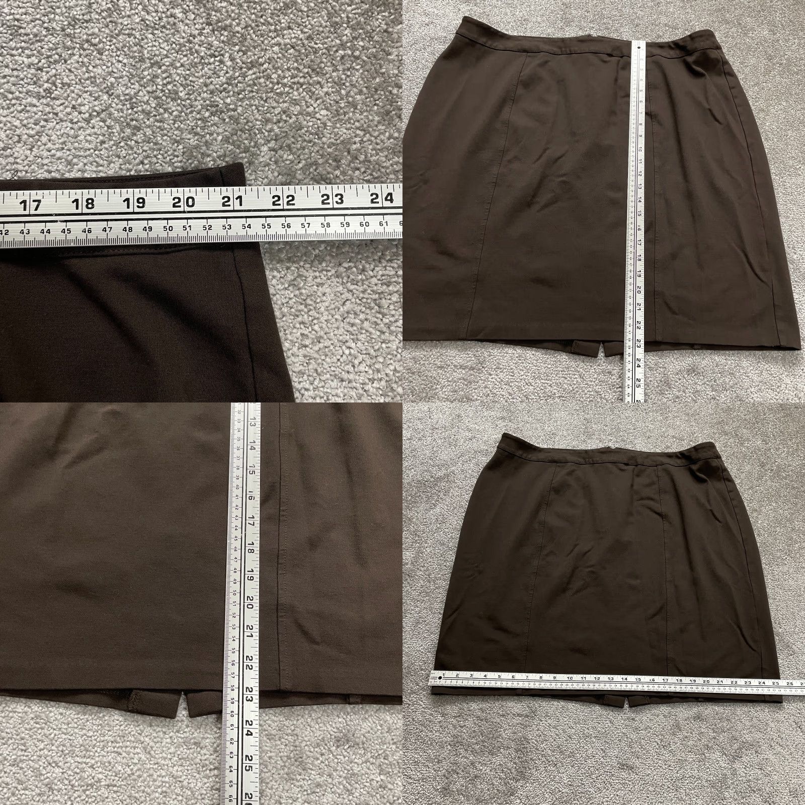Vintage VINTAGE Cato Women's Plus Size Short Pencil Skirt 24W Brown Solid Back Slit Stretch Office Casual Size 42" / US 20 - 8 Thumbnail