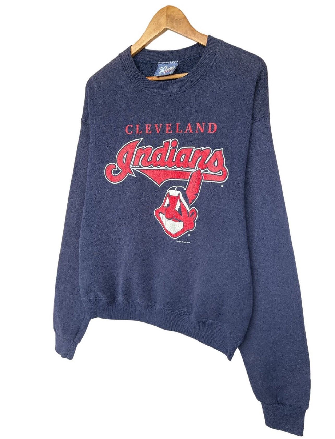 MLB × Starter × Vintage Vintage 90s MLB Cleverland Indians Sweatshirt Navy Blue Size US M / EU 48-50 / 2 - 3 Thumbnail