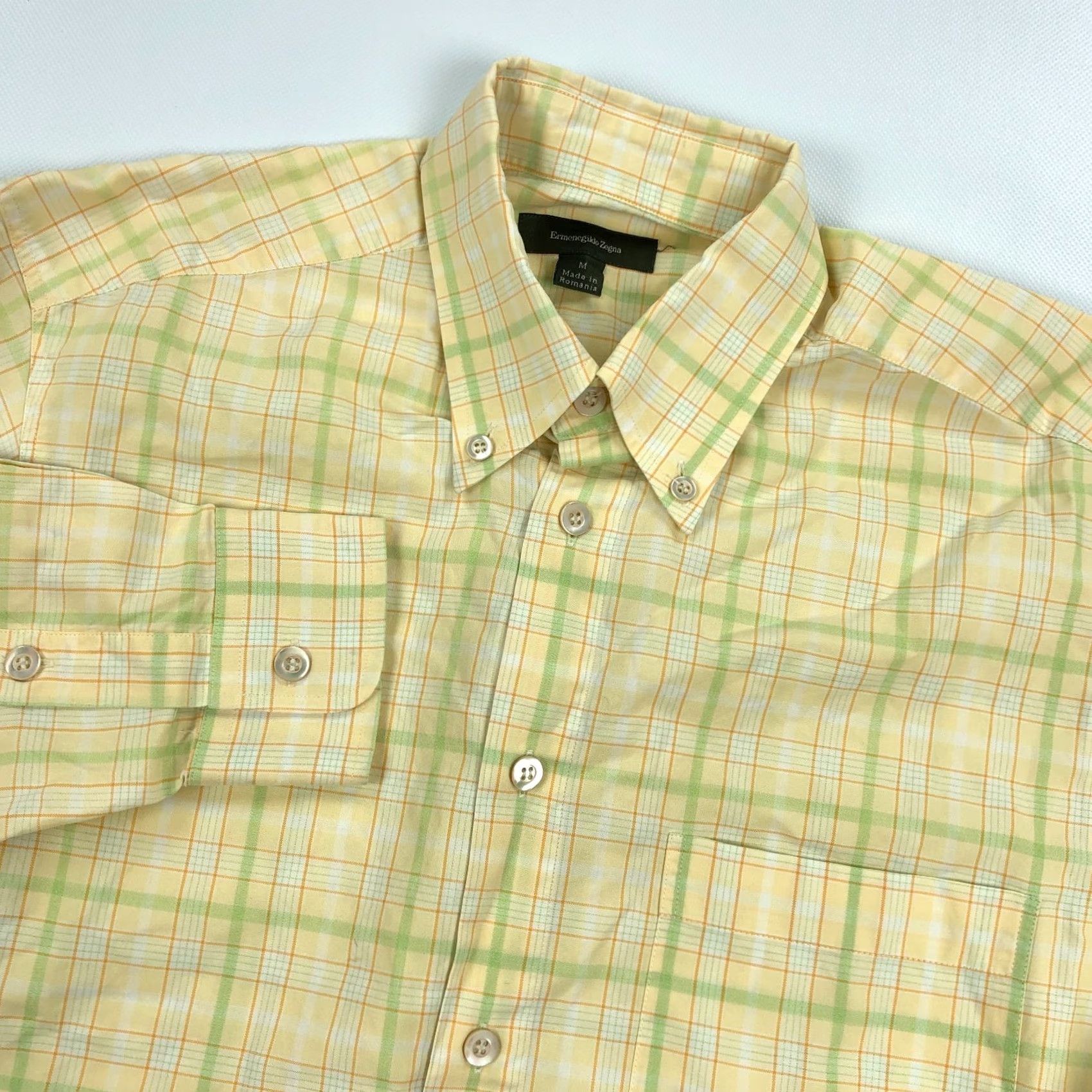 Ermenegildo Zegna Ermenegildo Zegna Shirt Mens M Yellow Check Long Sleeve Button Up Size US M / EU 48-50 / 2 - 4 Thumbnail
